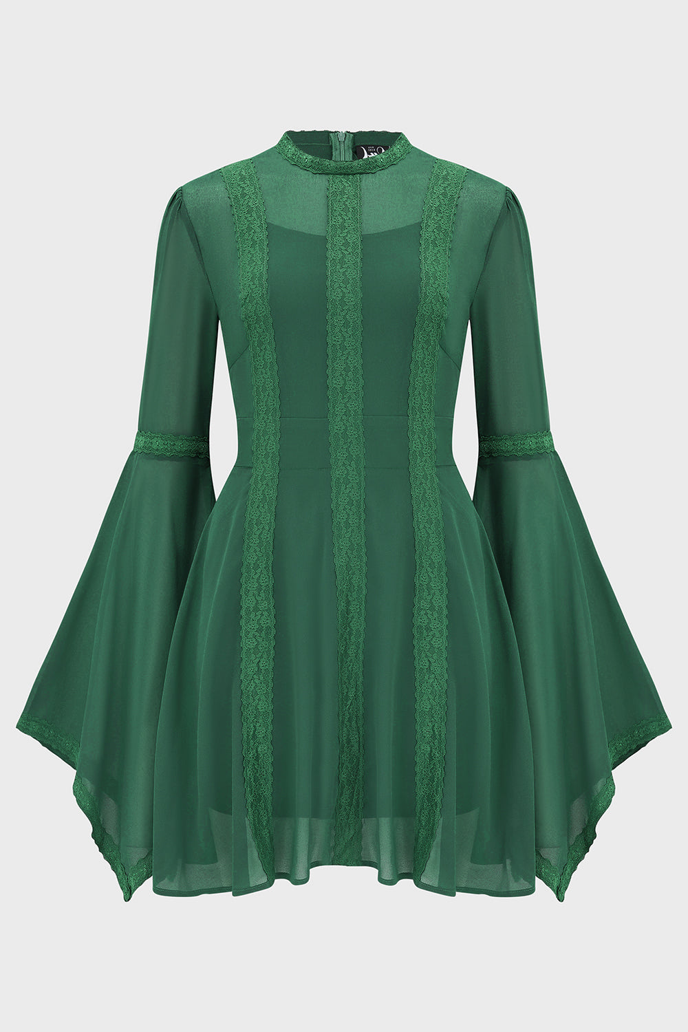 Killstar Green Long Sleeve Mini Dress with Lace Detail