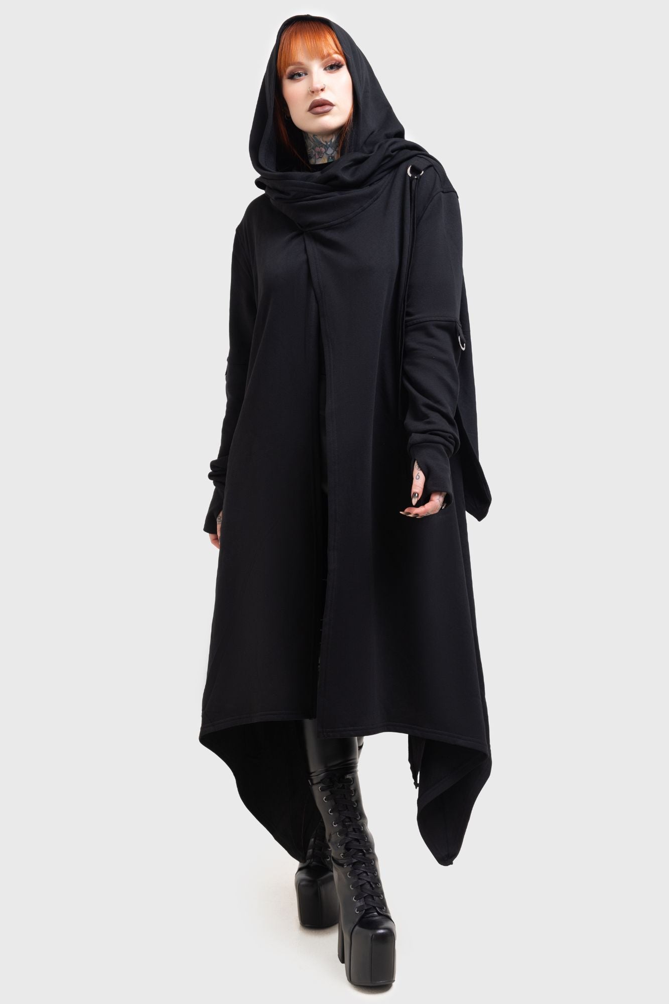 Killstar Assassins Hooded Cardigan - Oversized Jersey with Thumbholes