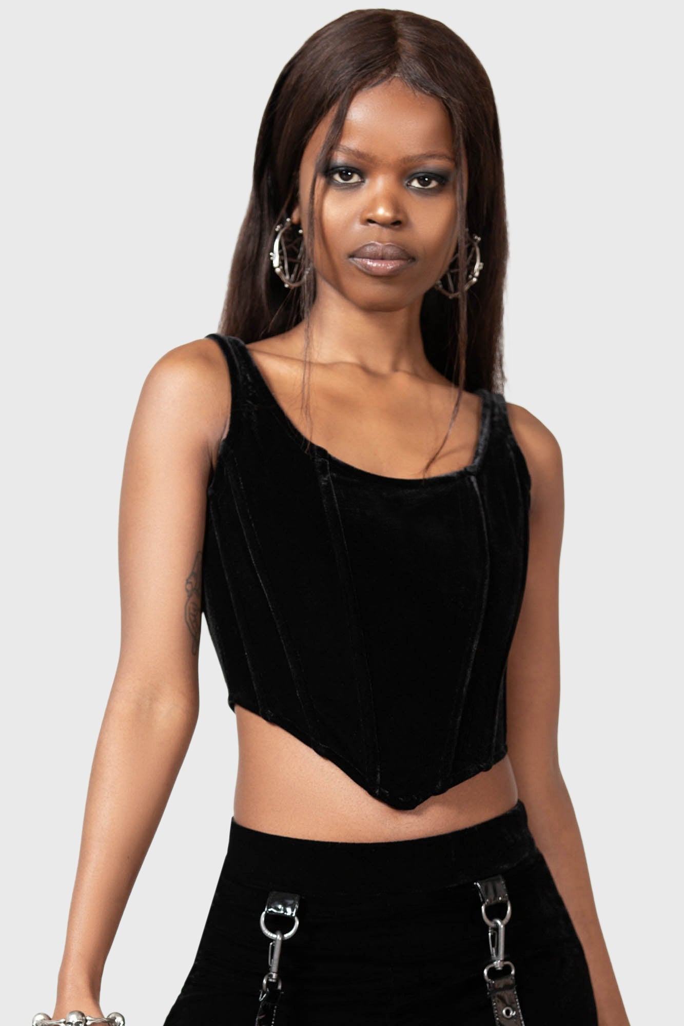 Killstar Avalanche Velvet Corset Top with Adjustable Straps