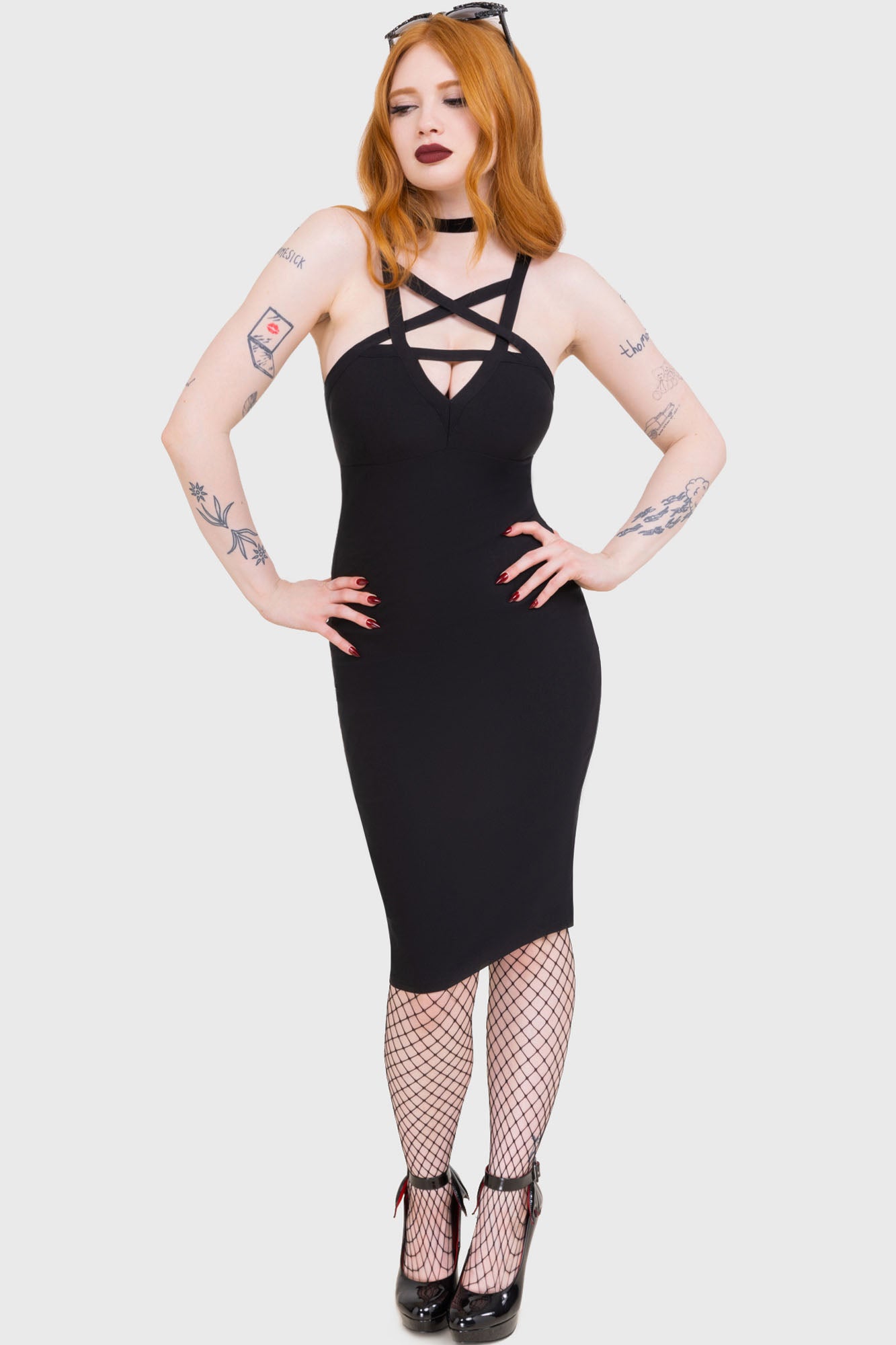 Killstar Betty Rage Pin-Up Bodycon Dress with Cut Outs