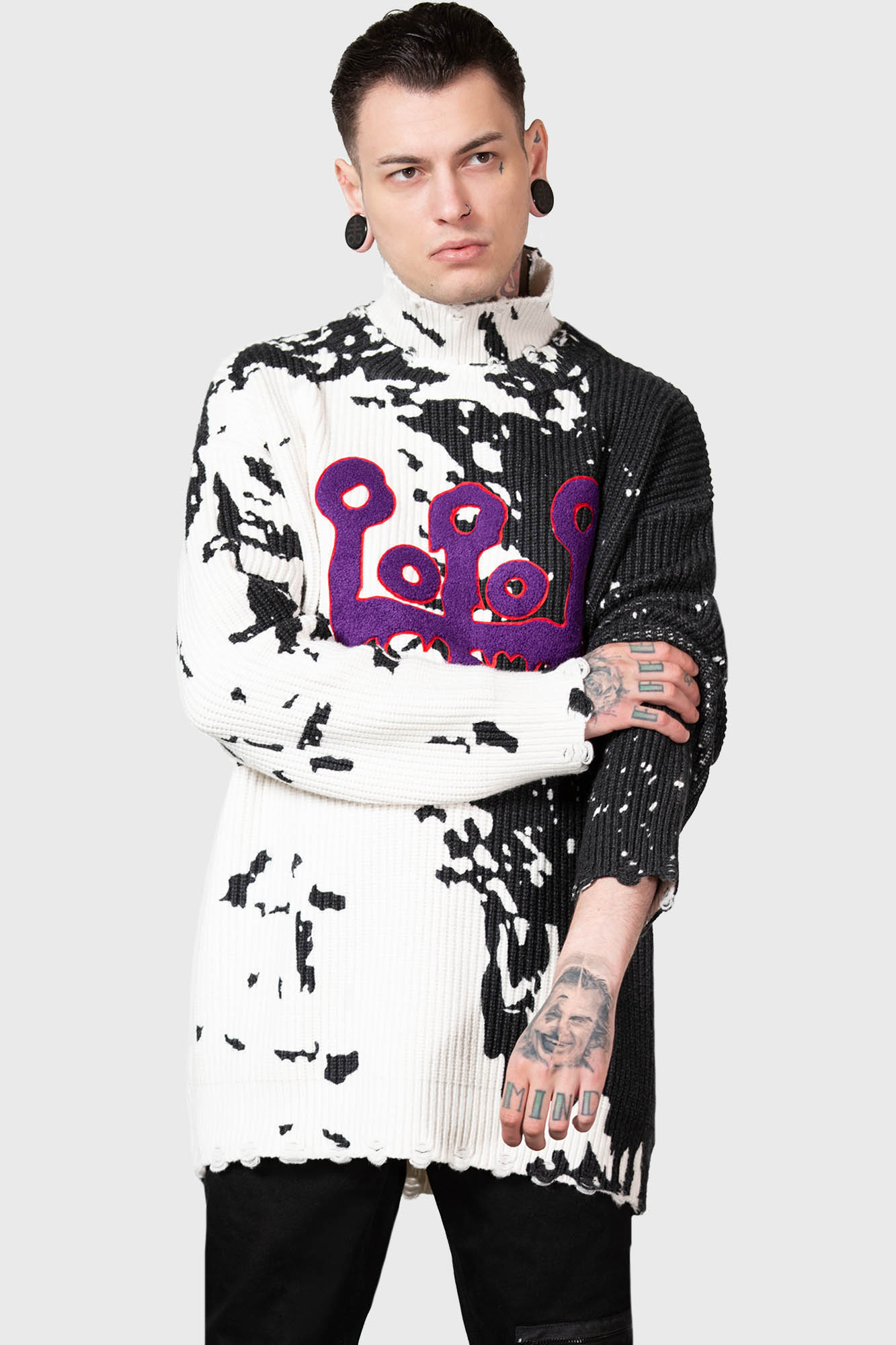 Killstar Slime Time Embroidered Knit Sweater - Unisex Distressed Design