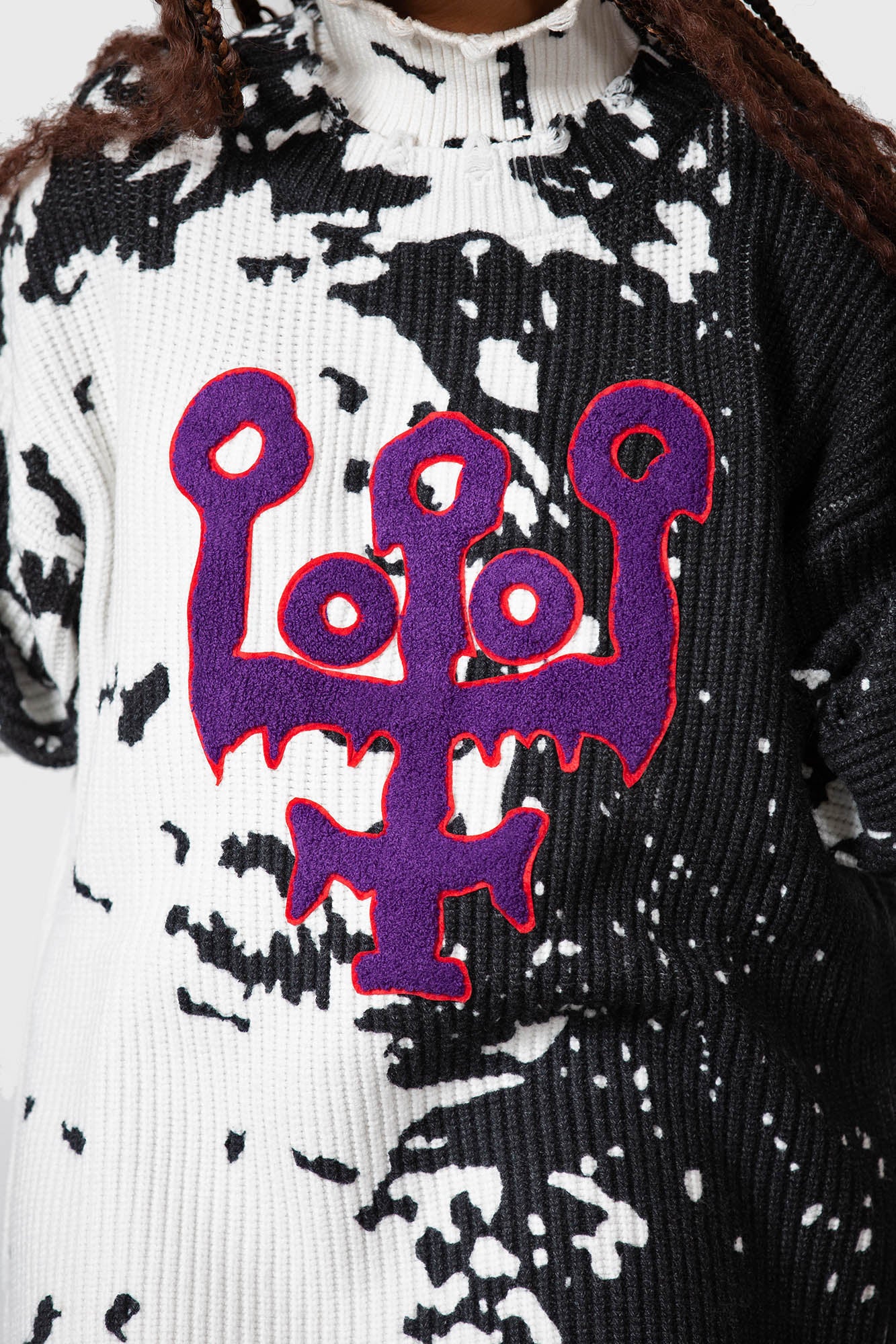 Killstar Slime Time Embroidered Knit Sweater - Unisex Distressed Design