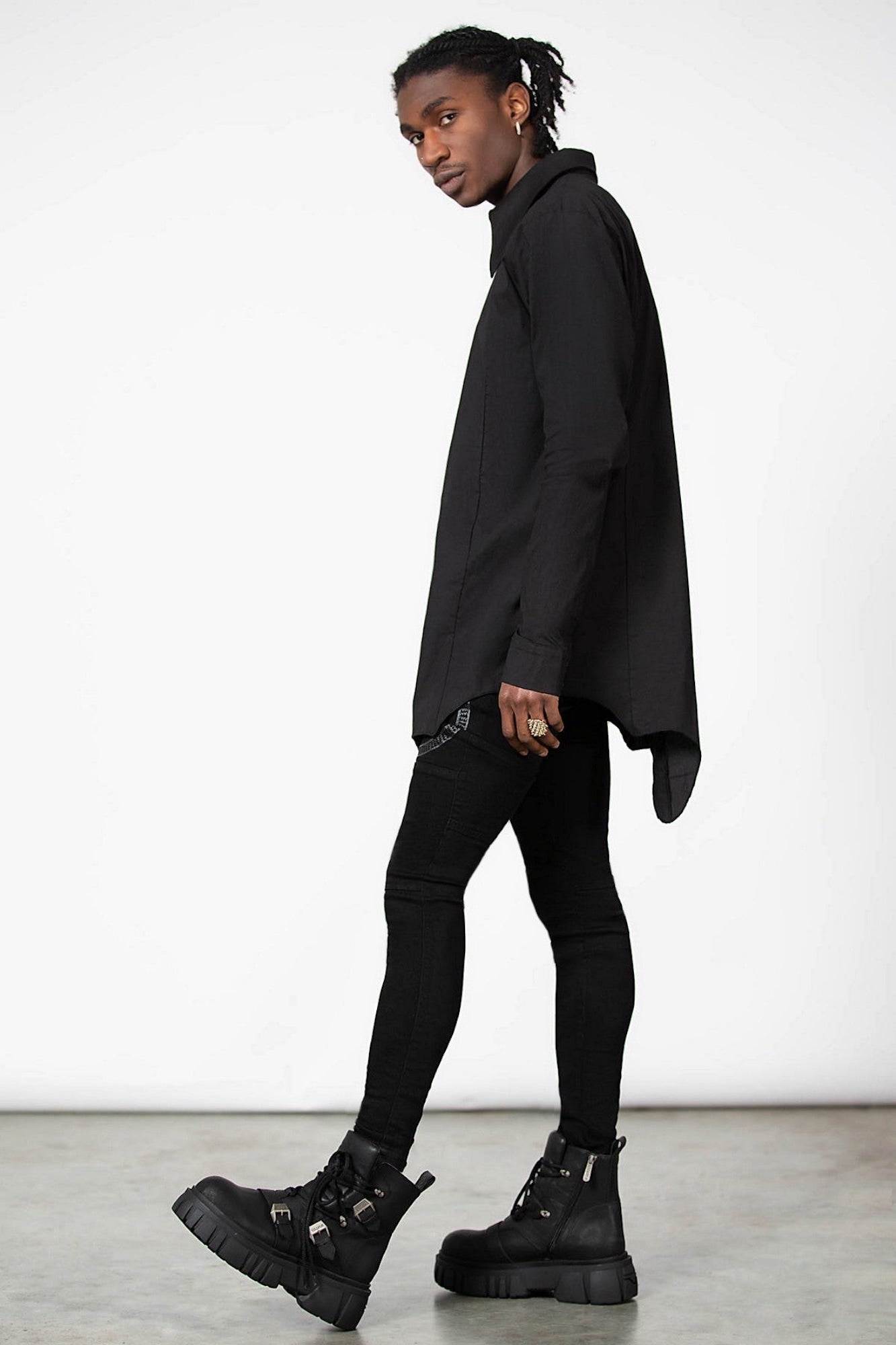 Killstar Blood Kin Longline Button Down Shirt - Unisex Gothic Style