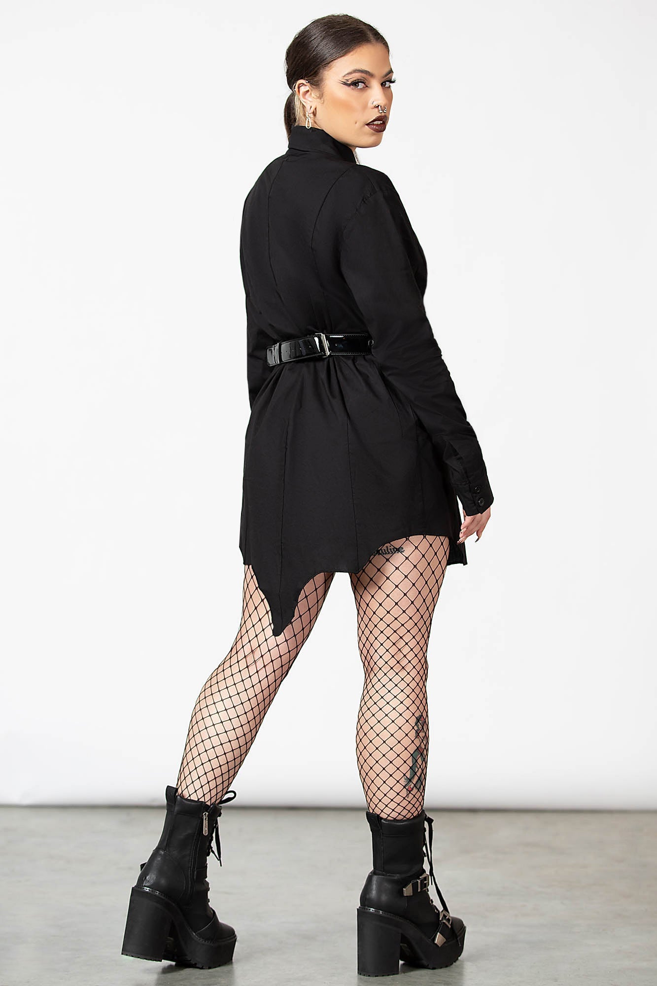 Killstar Blood Kin Longline Button Down Shirt - Unisex Gothic Style