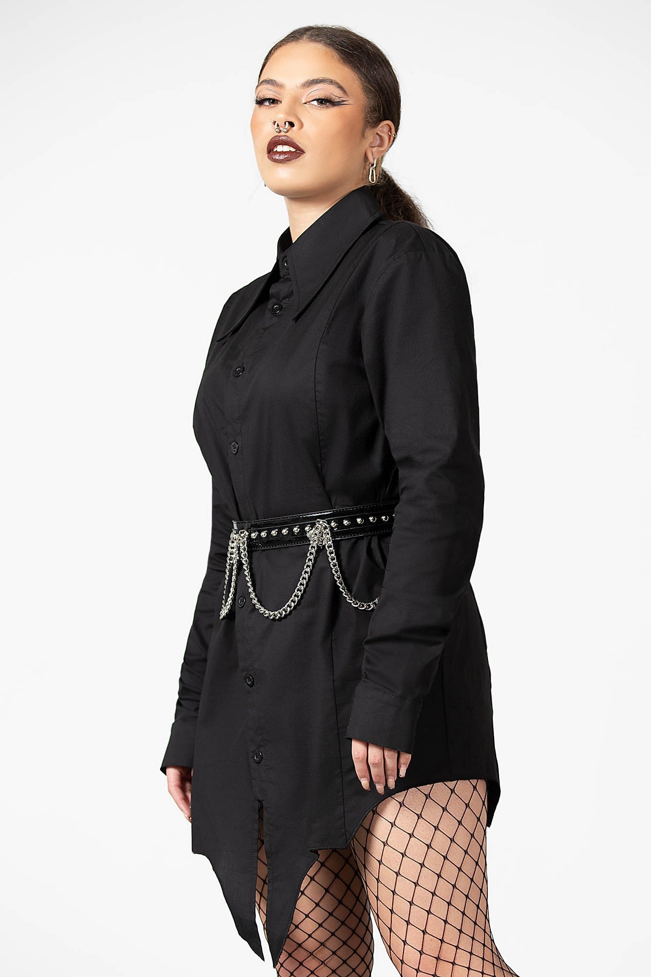 Killstar Blood Kin Longline Button Down Shirt - Unisex Gothic Style