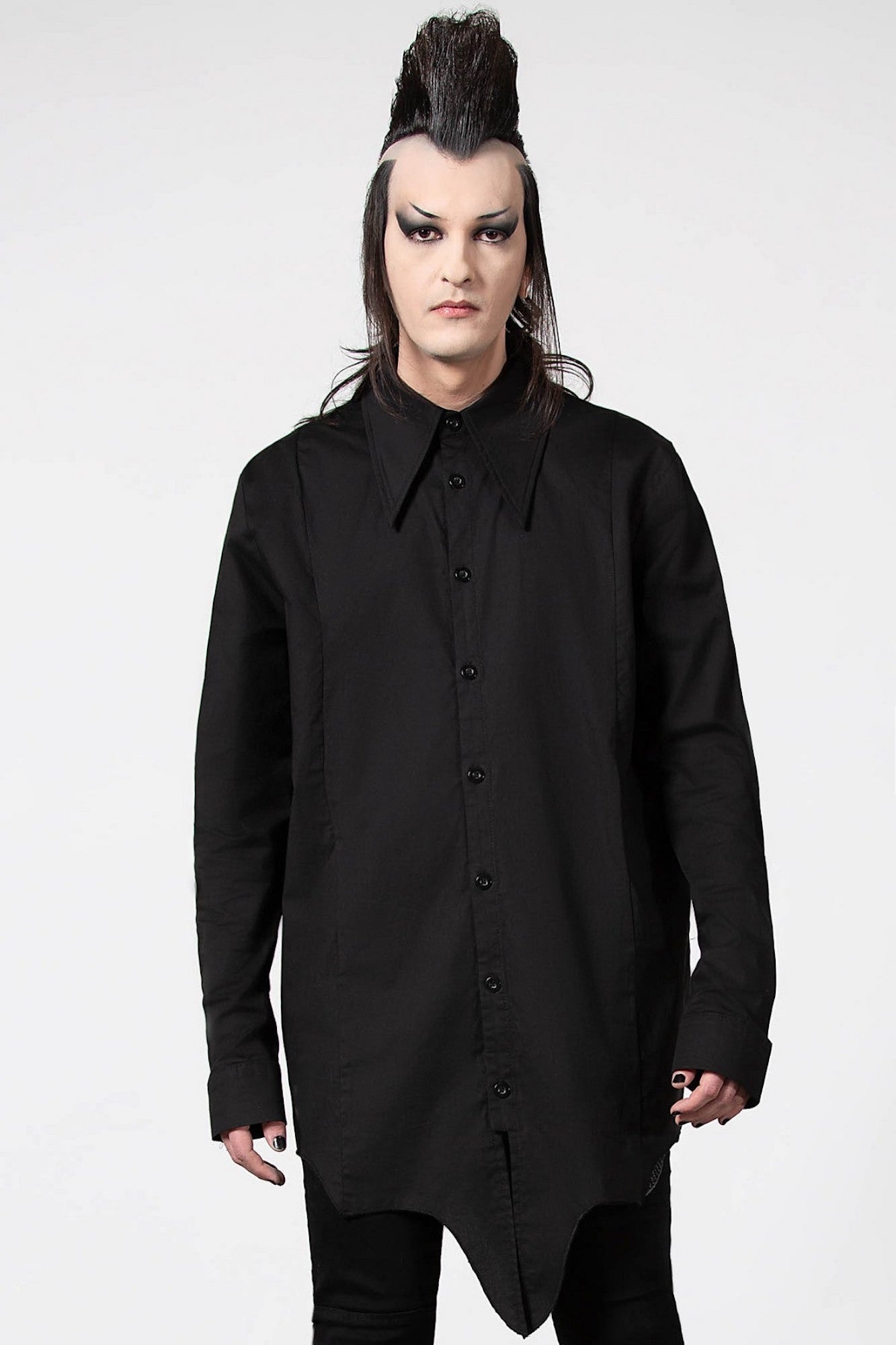Killstar Blood Kin Longline Button Down Shirt - Unisex Gothic Style