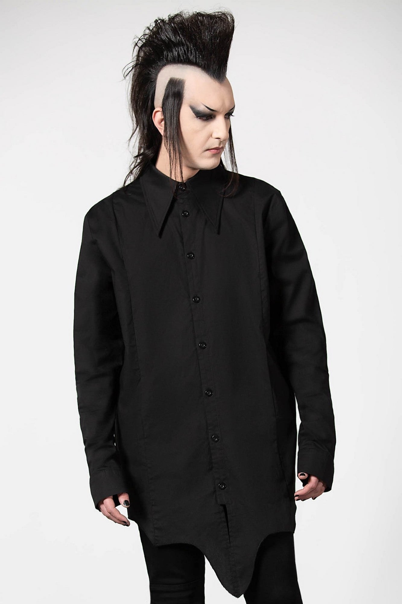 Killstar Blood Kin Longline Button Down Shirt - Unisex Gothic Style