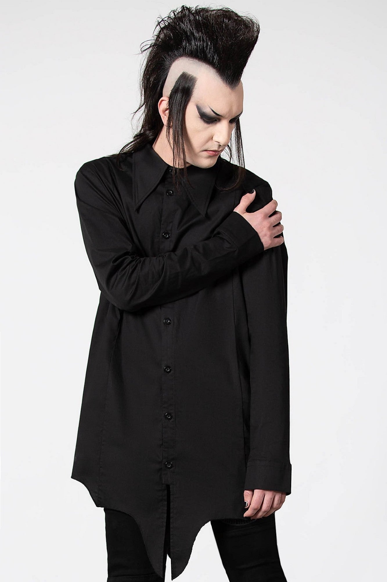 Killstar Blood Kin Longline Button Down Shirt - Unisex Gothic Style