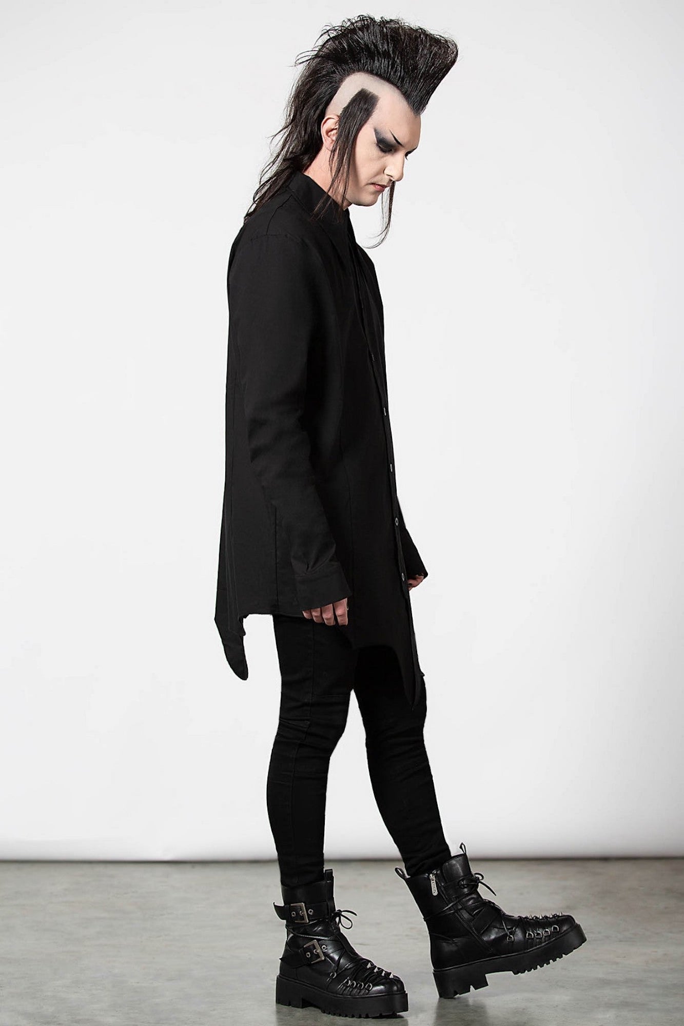 Killstar Blood Kin Longline Button Down Shirt - Unisex Gothic Style