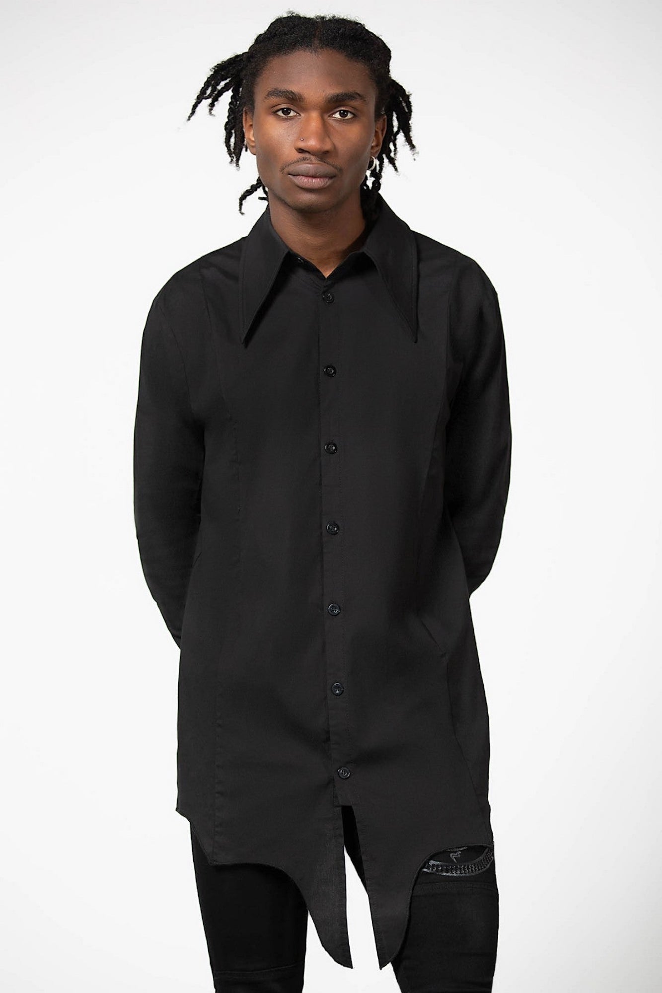 Killstar Blood Kin Longline Button Down Shirt - Unisex Gothic Style