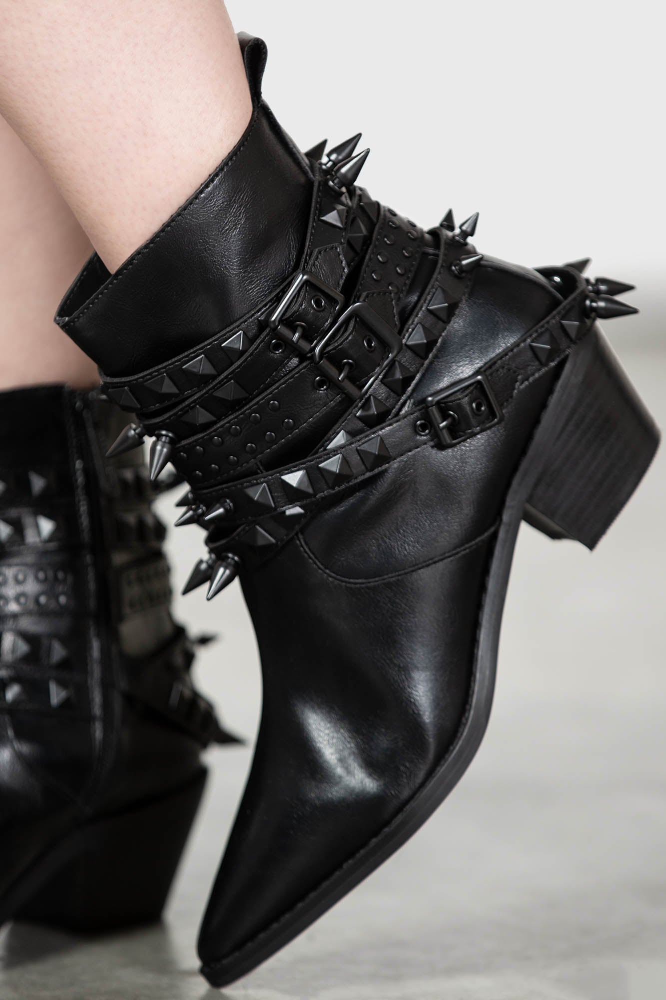 Killstar Callista Black Studded Faux Leather Boots