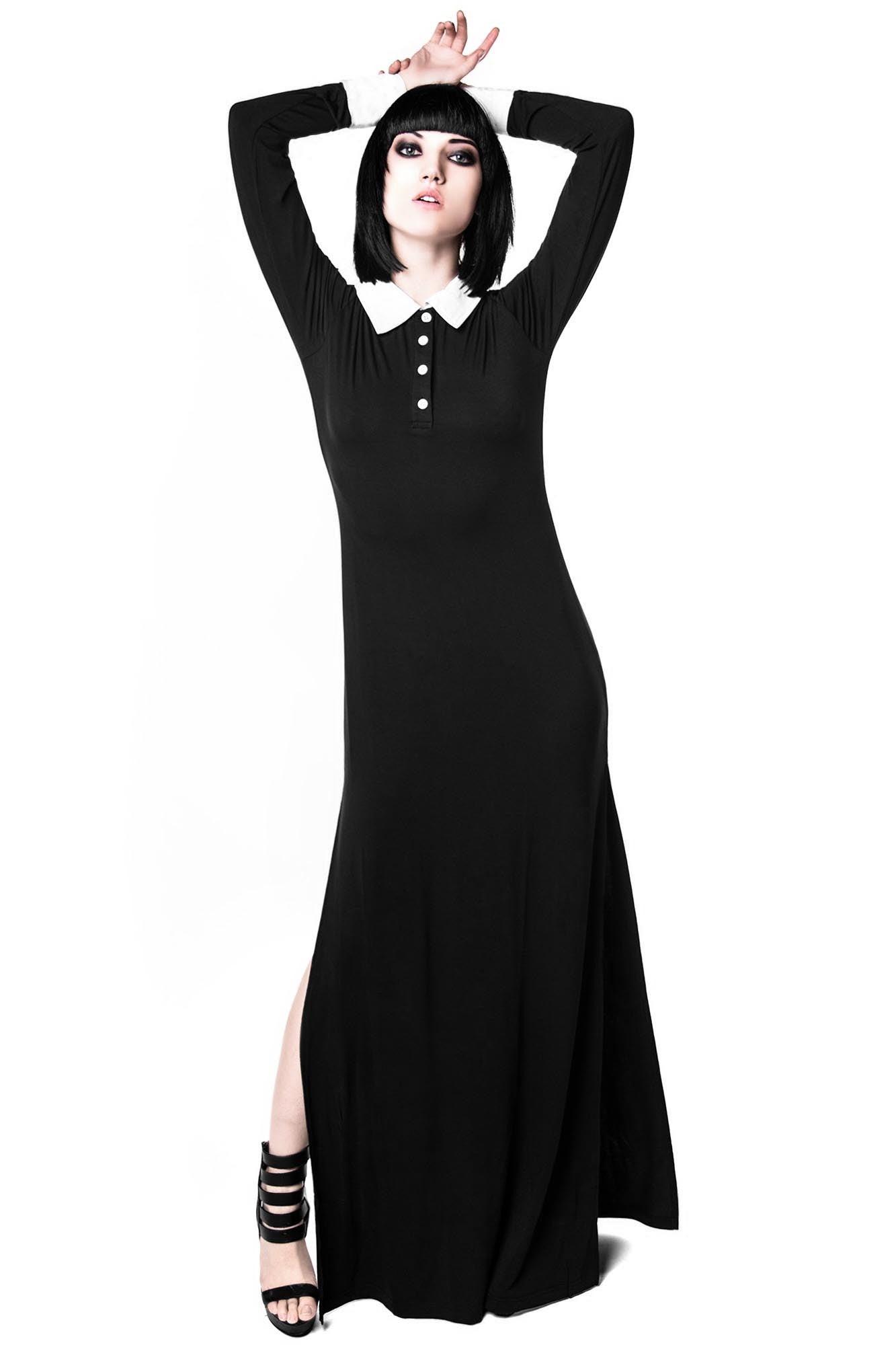 Killstar Cemetery Lane Maxi Dress - Gothic Silky Viscose