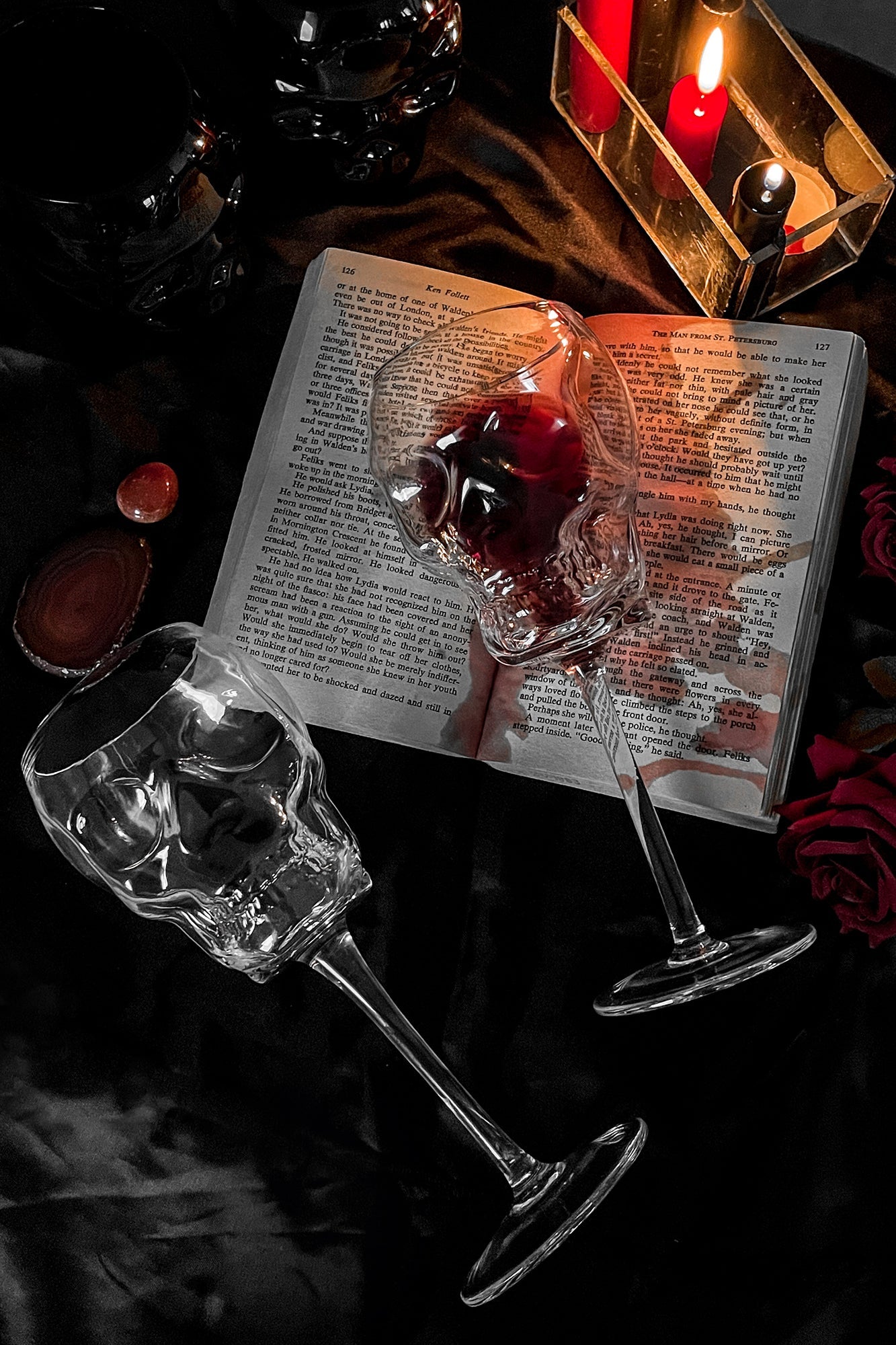 Killstar Cranium Skull Wine Glasses - Set of 2 Clear