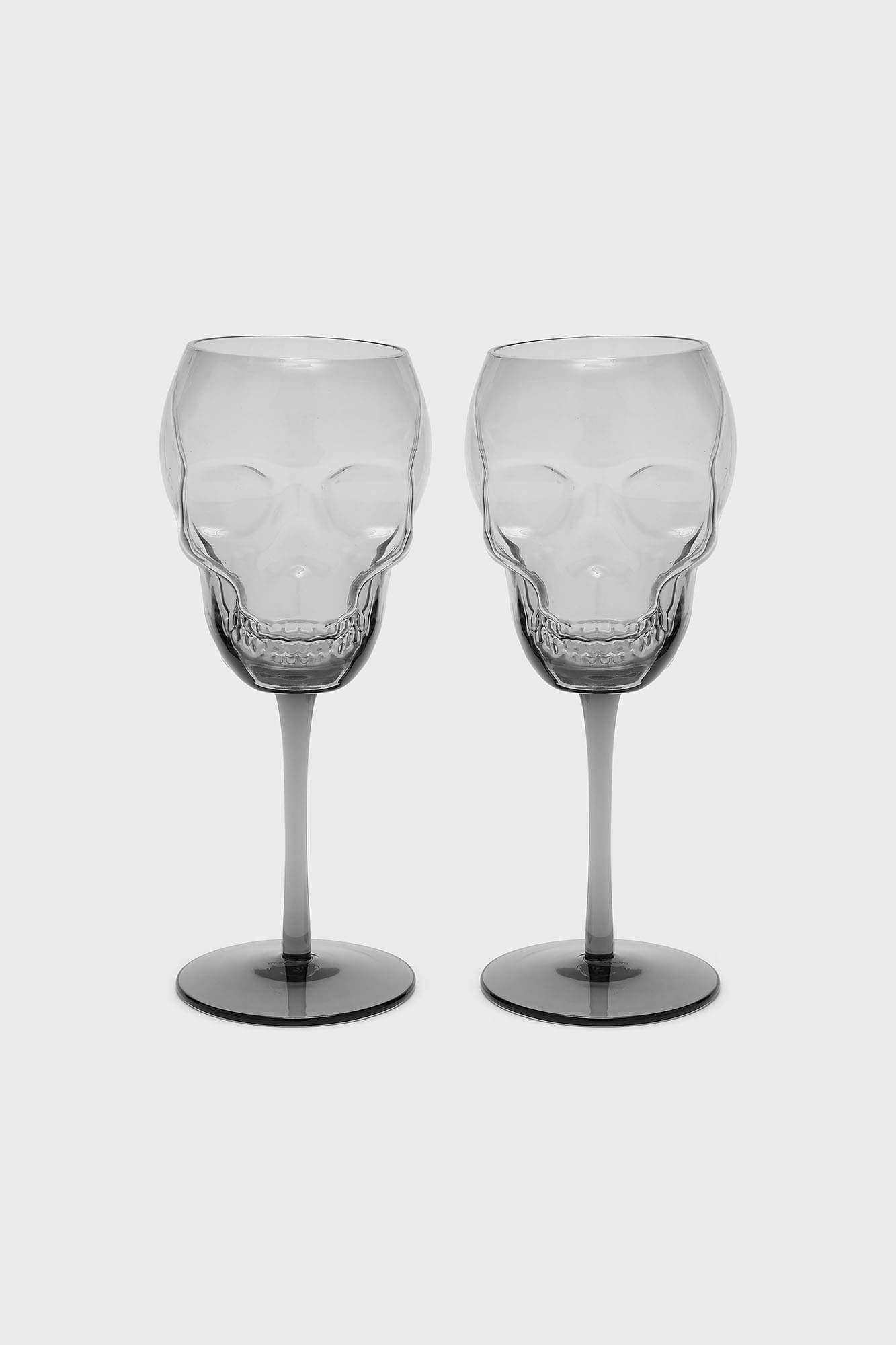 Killstar Cranium Skull Wine Glasses - Grey Set of 2