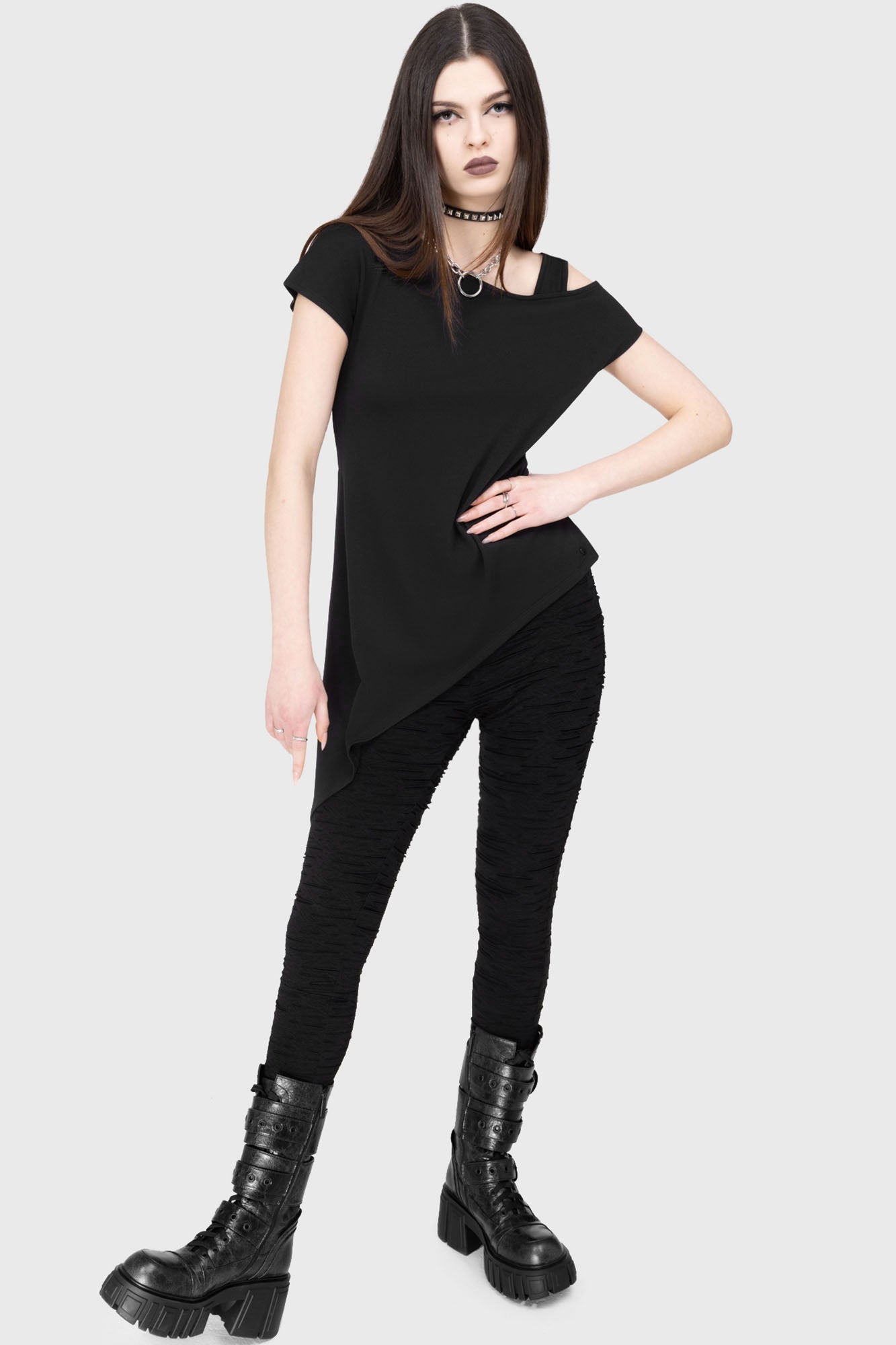 Killstar Crescent Crew Distressed Leggings - Gothic Yoga Pants