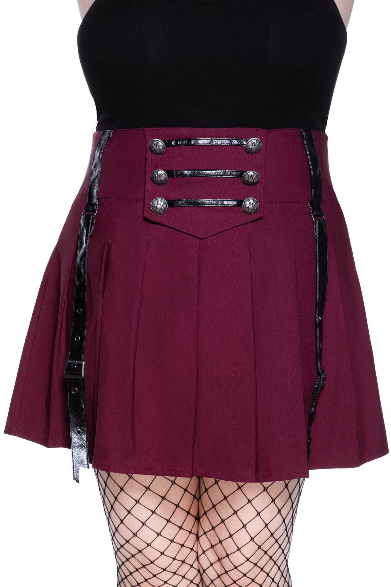 KILLSTAR Dark Academy Pleated Mini Skirt with Straps