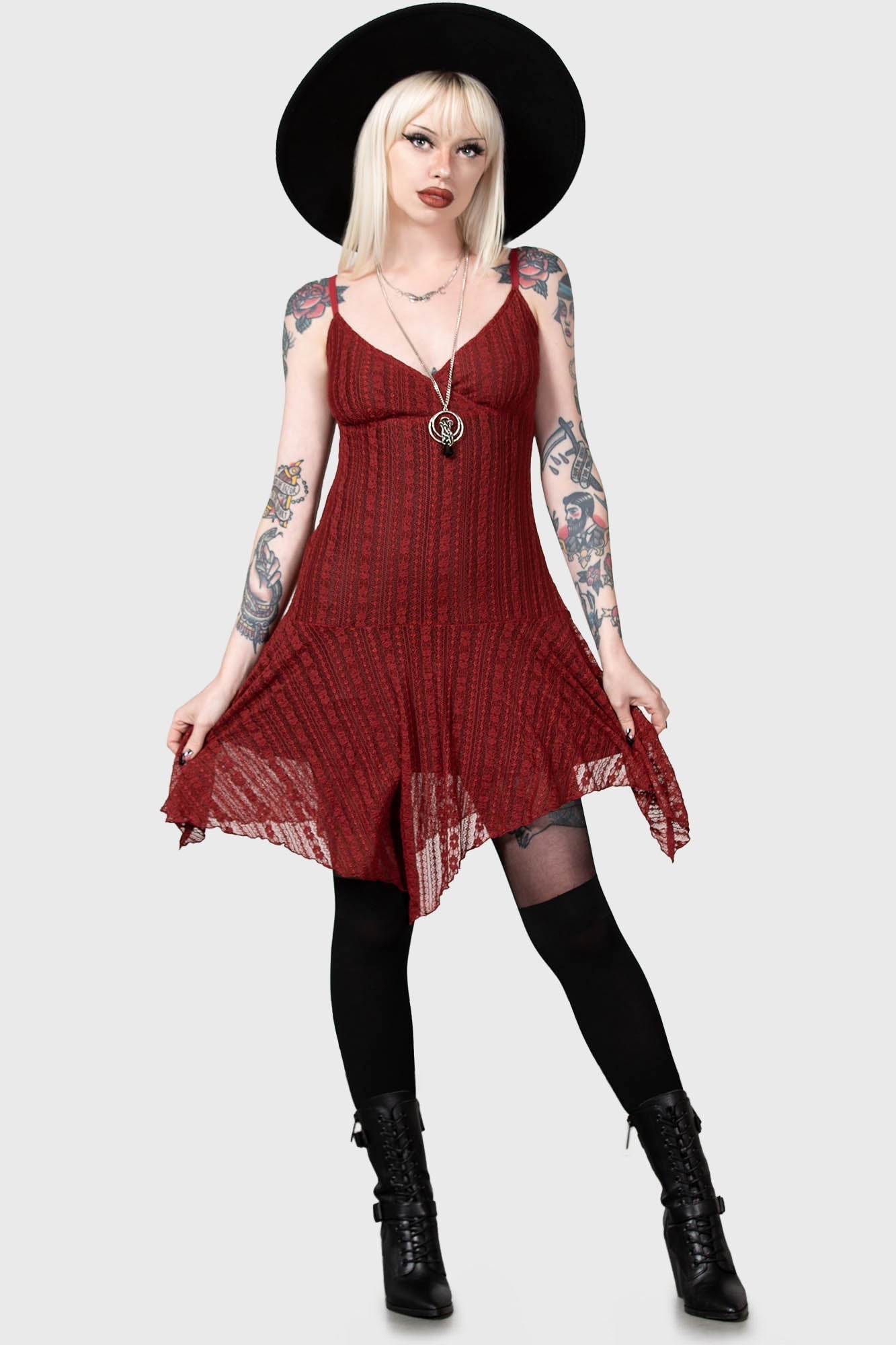 Killstar Emelia's Wrath Red Lace Dress with Adjustable Straps
