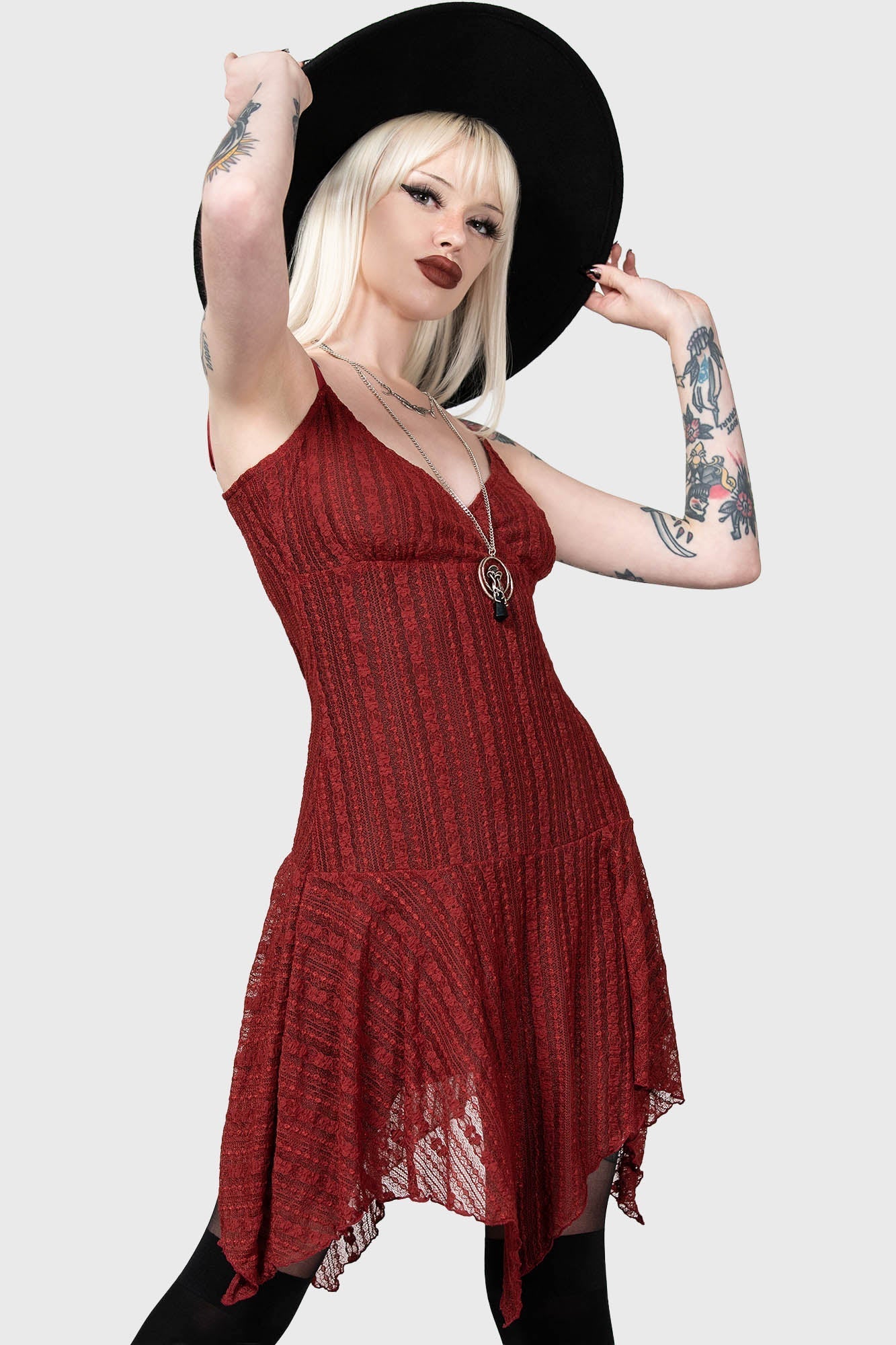 Killstar Emelia's Wrath Red Lace Dress with Adjustable Straps