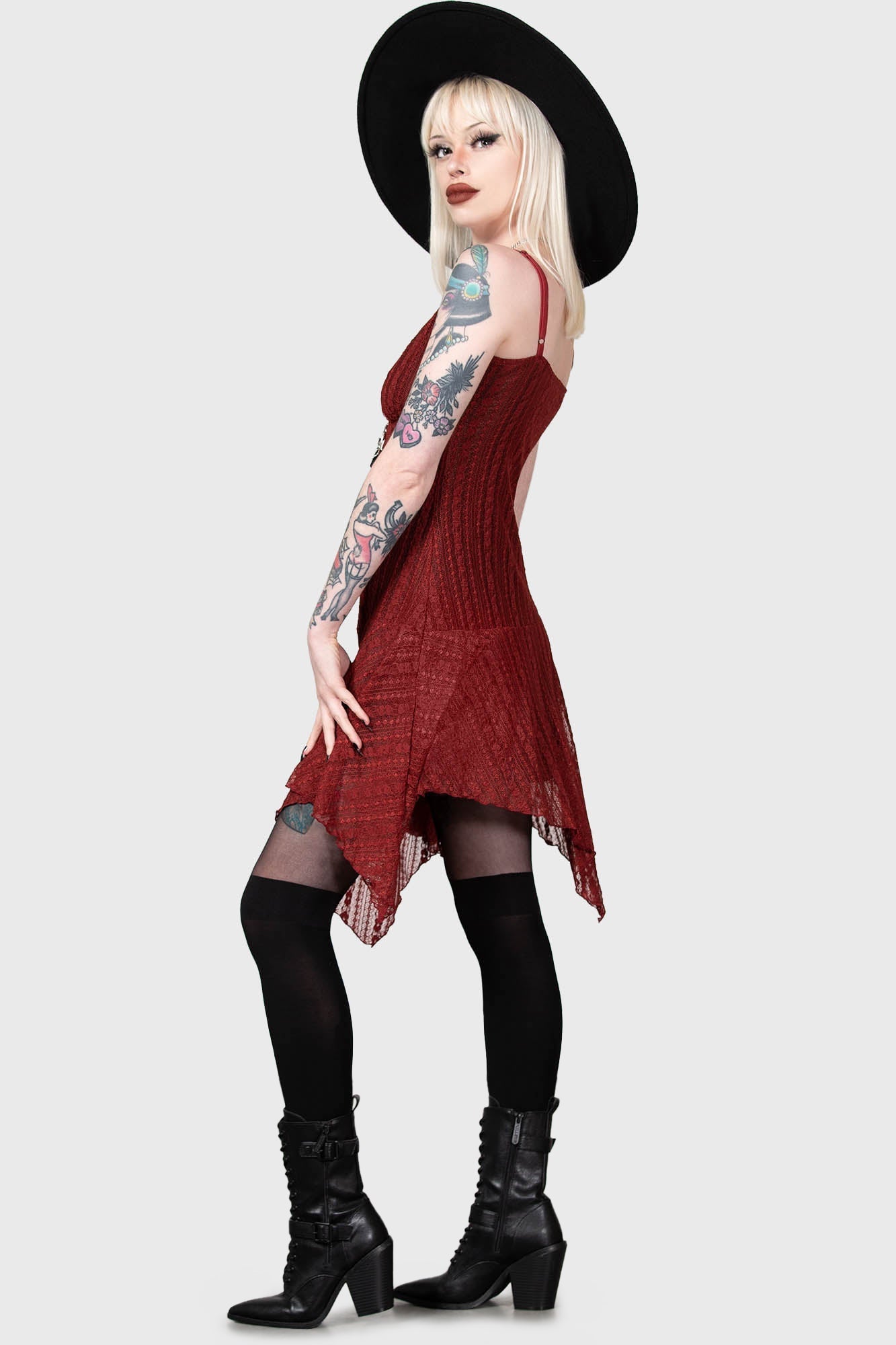 Killstar Emelia's Wrath Red Lace Dress with Adjustable Straps