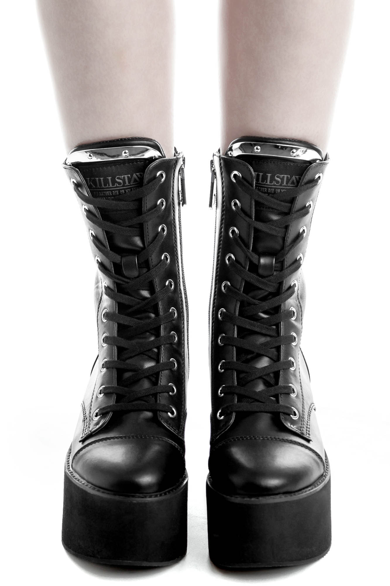 Killstar Eternal Eclipse Faux Leather Platform Boots with Moon Cut-Out