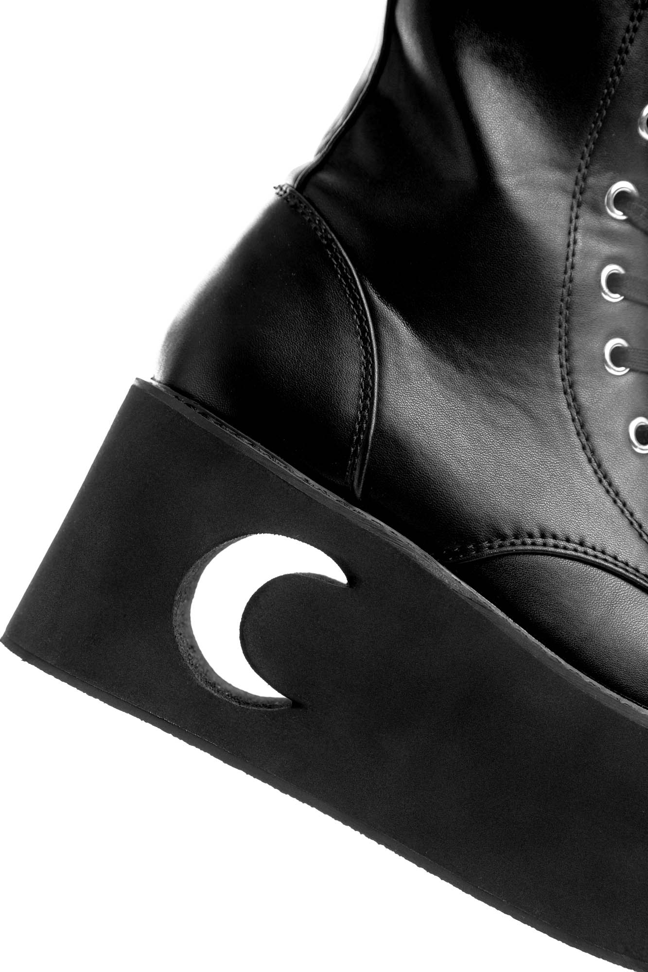 Killstar Eternal Eclipse Faux Leather Platform Boots with Moon Cut-Out