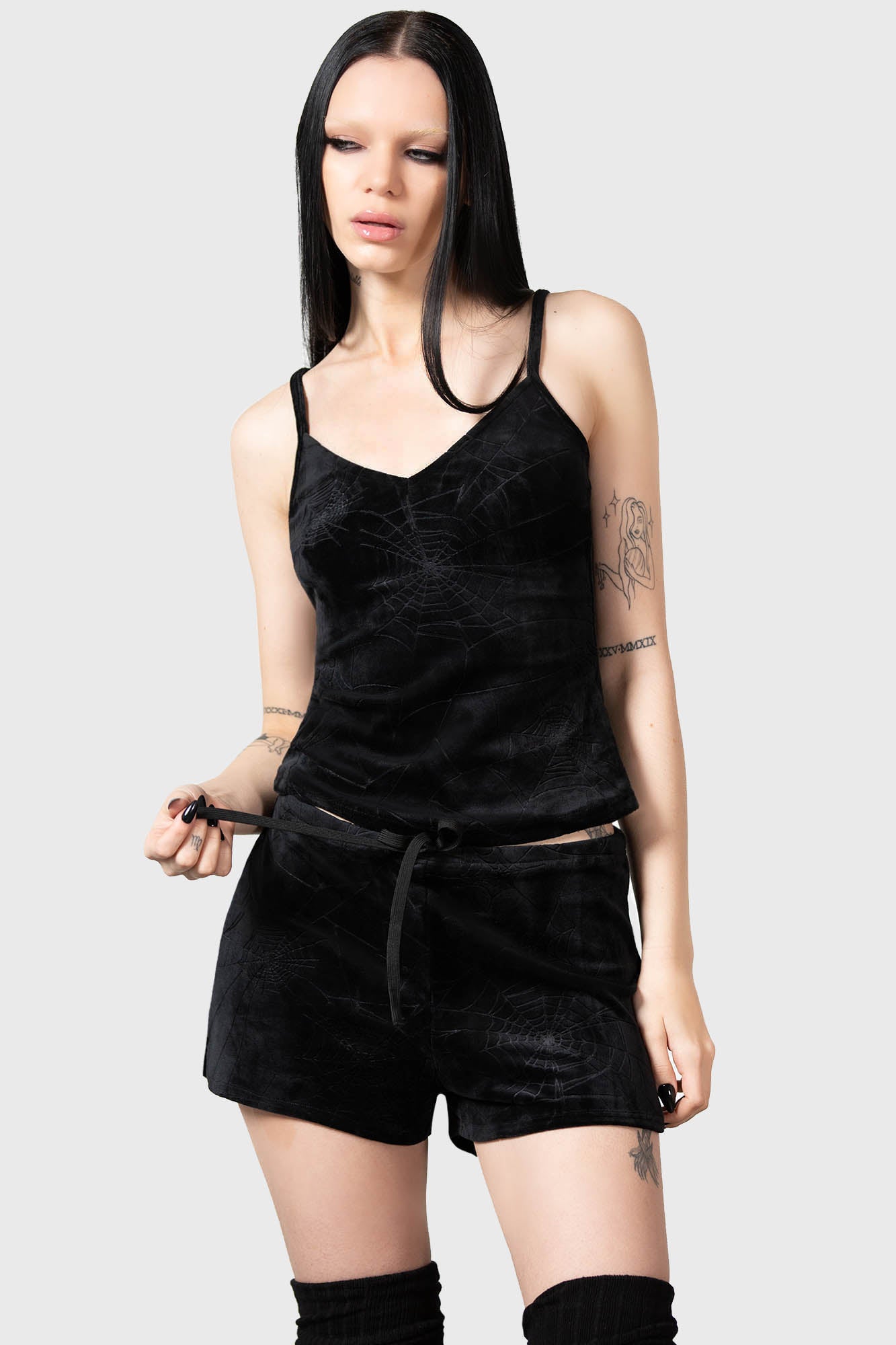 Killstar Eternal Sleeper Velour Vest - Spiderweb Pattern