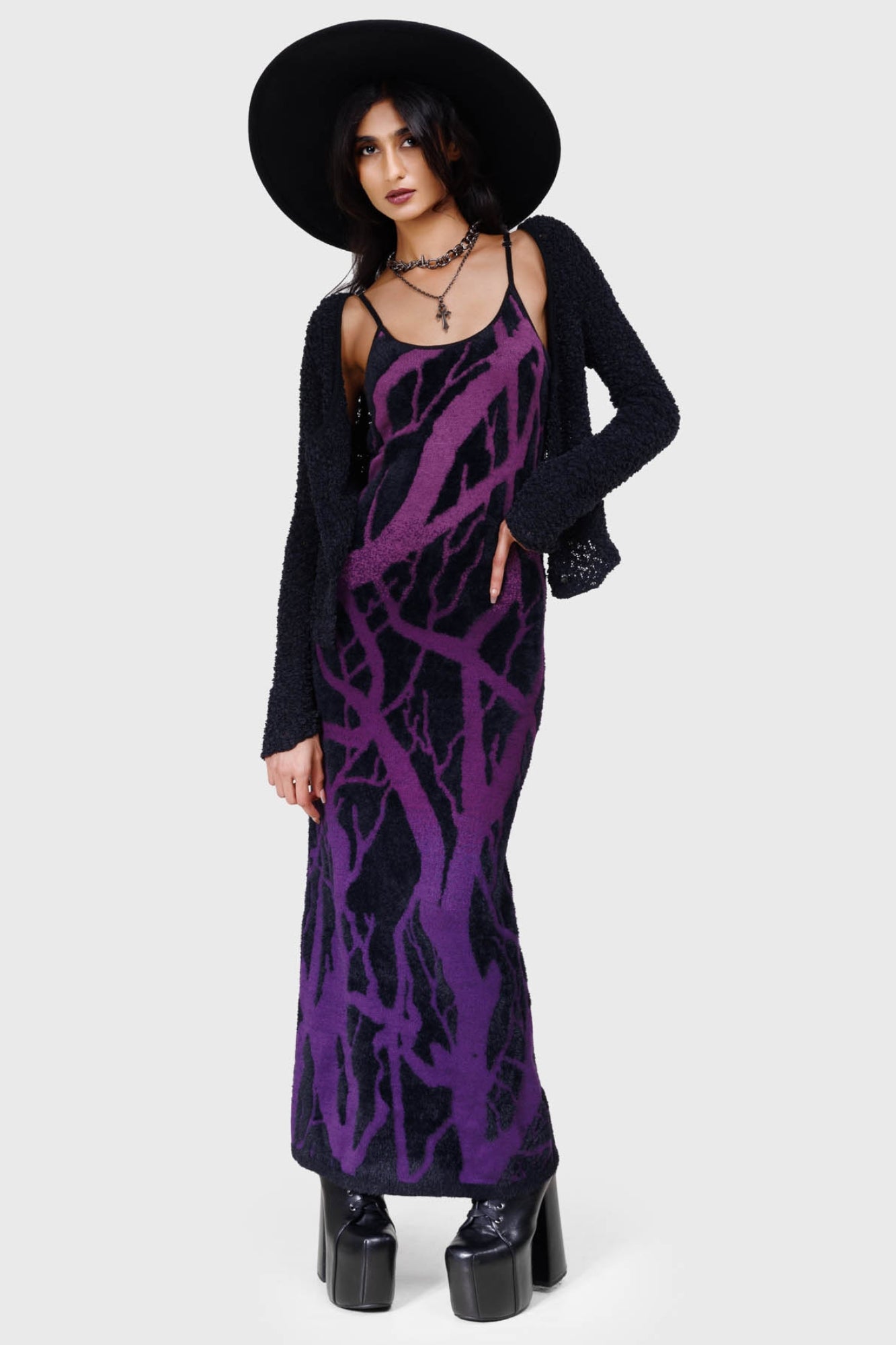 Killstar Forest Knit Maxi Dress with Adjustable Straps