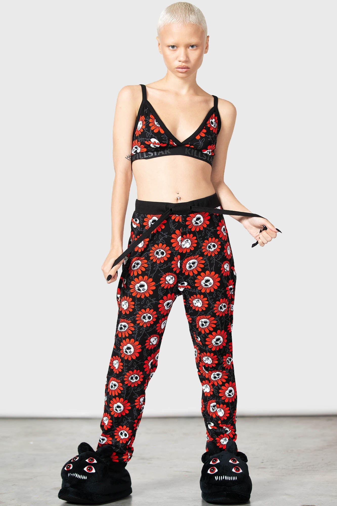 Killstar Gloomy Blossom Lounge Pants - Soft Stretch Joggers