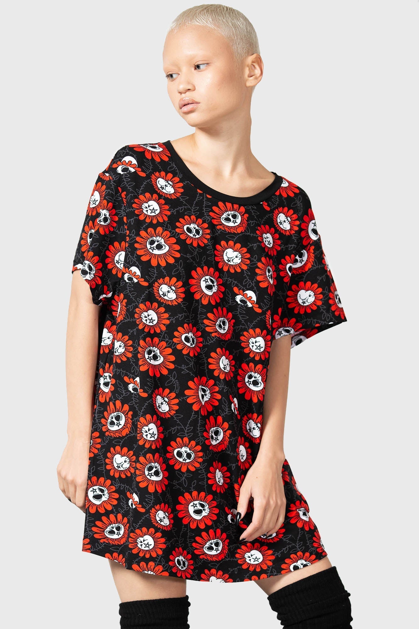 Gloomy Blossom Short Sleeve Lounge Shirt - Soft Stretch Viscose