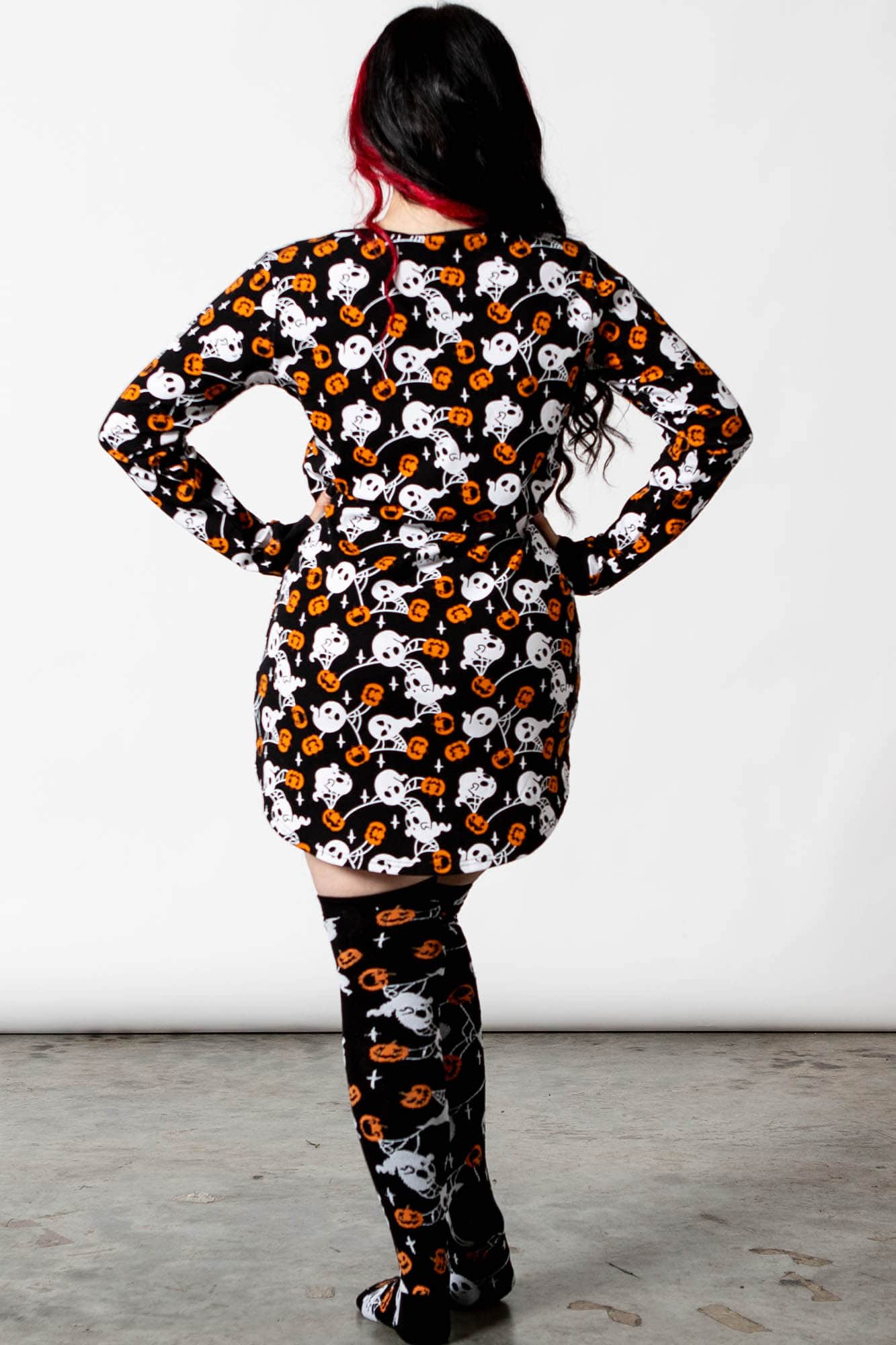 Killstar Haunted Pumpkin Cotton Lounge Dress - Long Sleeve