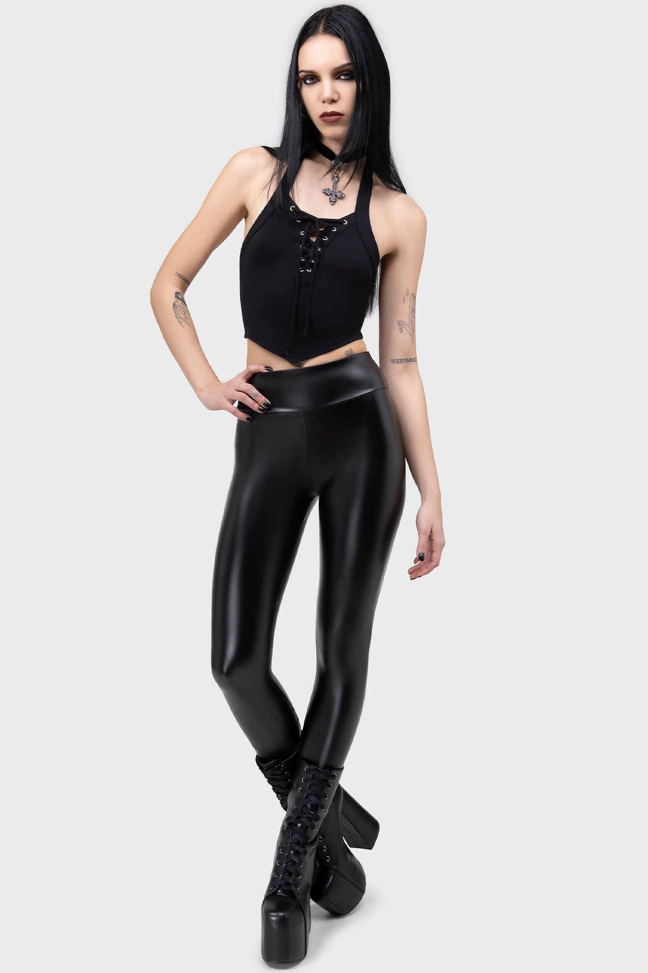 Killstar Haunted Vampiress Faux Leather Leggings - High Waisted