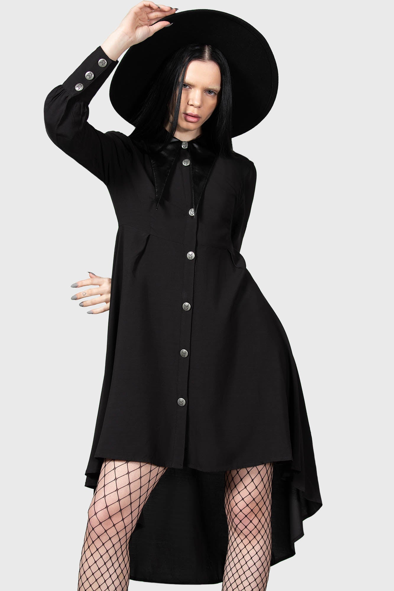 Killstar Heavens Below Shirt Dress with Faux Leather Collar