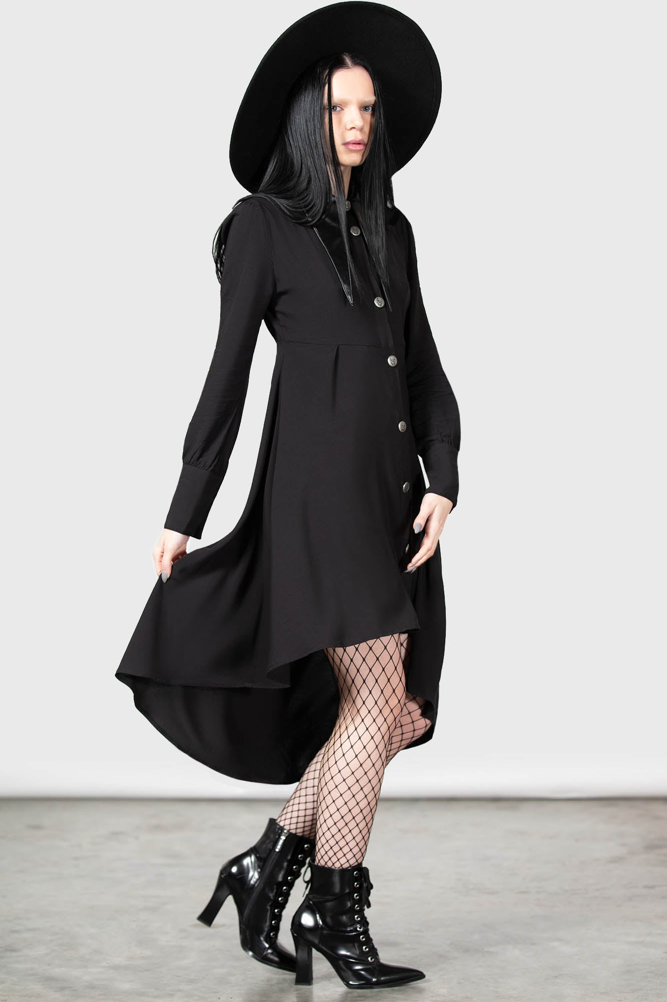 Killstar Heavens Below Shirt Dress with Faux Leather Collar