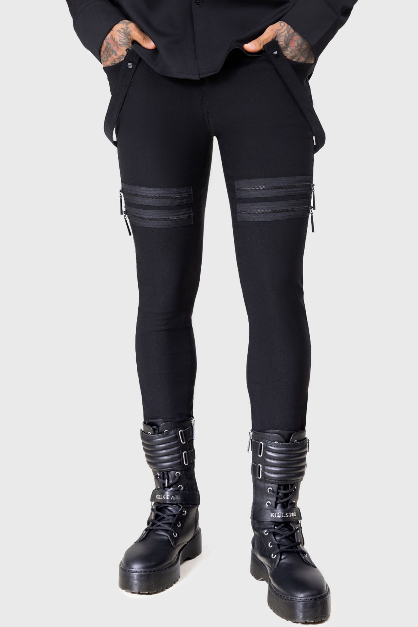 Kihilst Hecate Fury Slim Fit Cotton Trousers with Zip Details