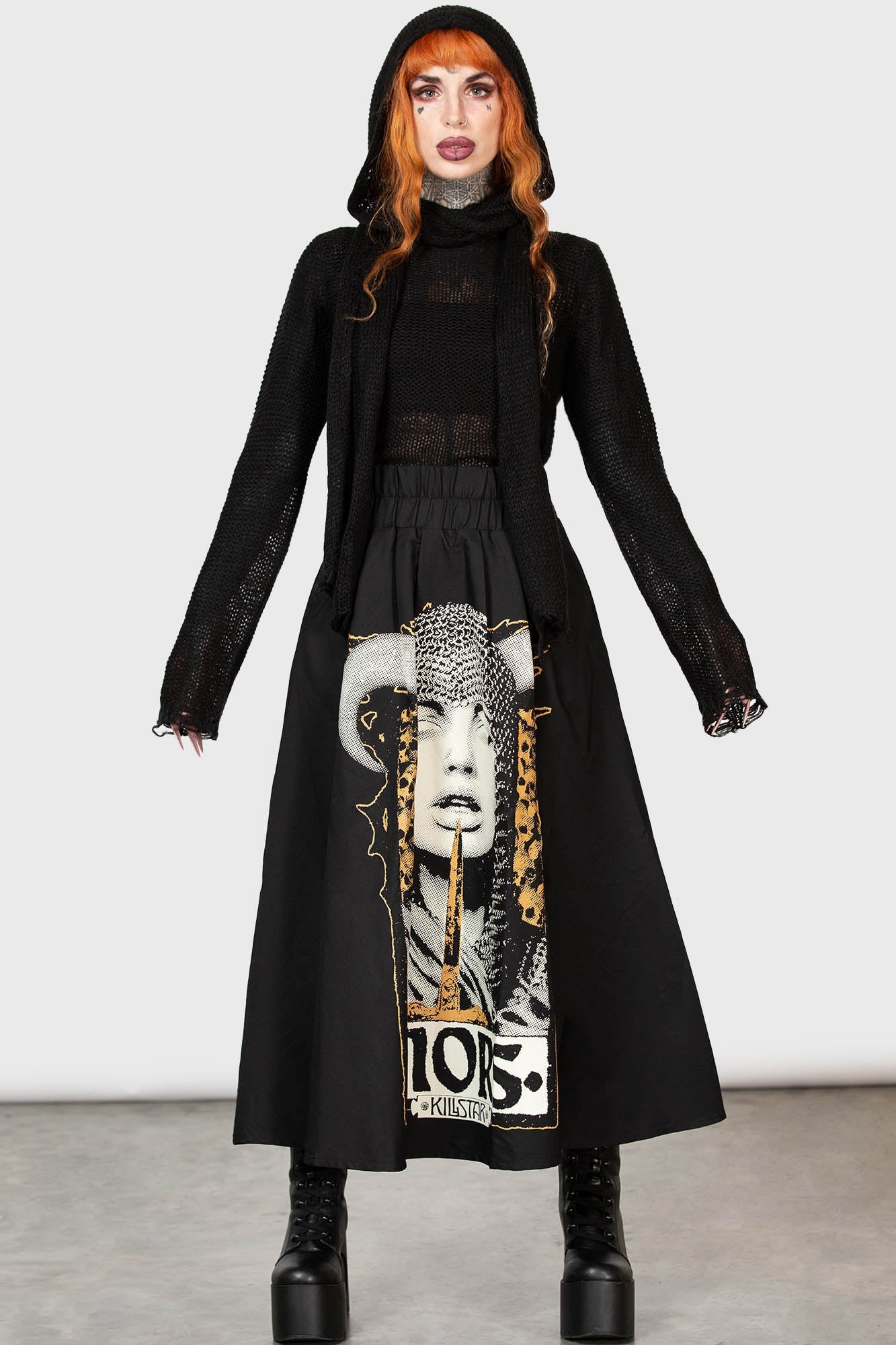 KILLSTAR Wassail Maxi Skirt with Pockets & Custom Graphics