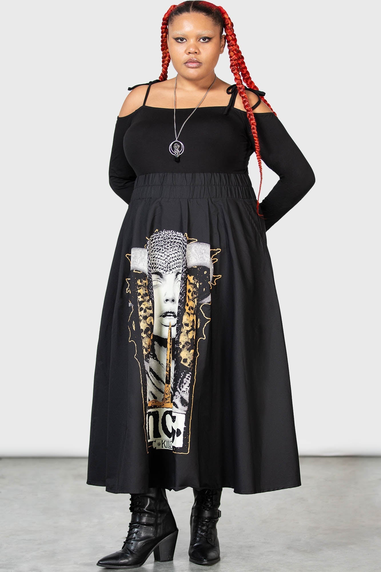 KILLSTAR Wassail Maxi Skirt with Pockets & Custom Graphics