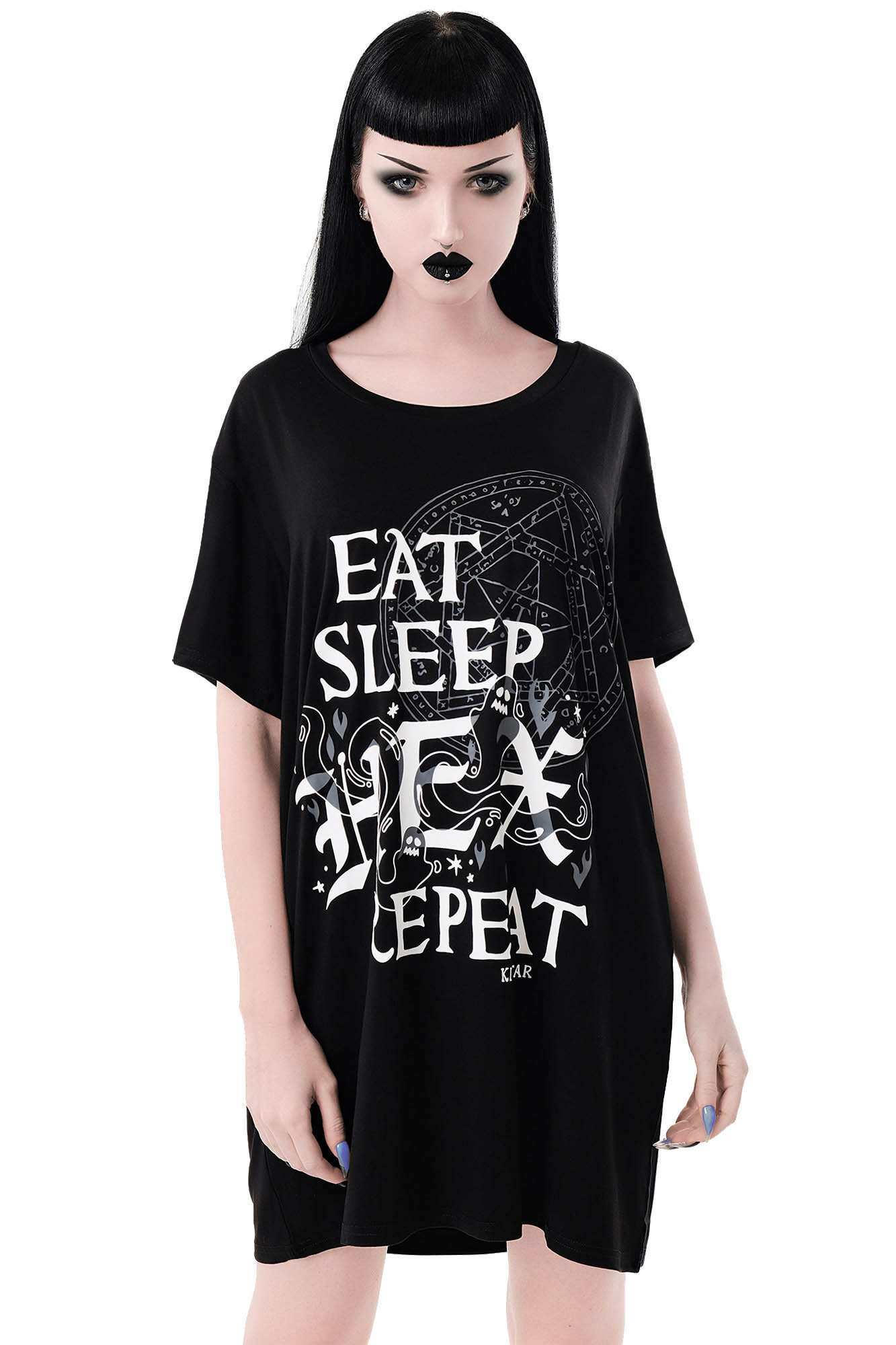 Hex & Repeat Oversized Lounge Shirt - Soft Jersey Blend - Killstar