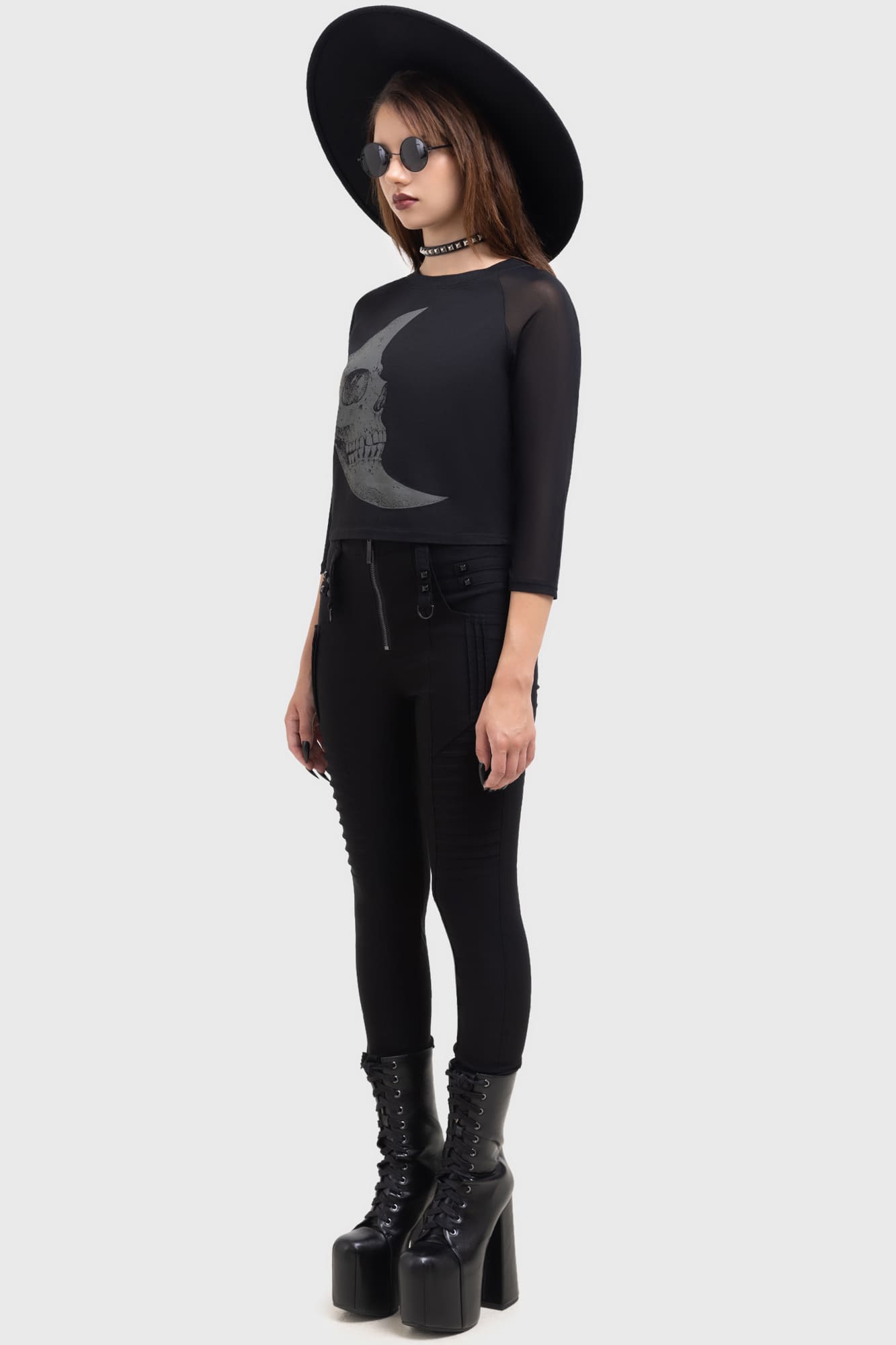 KIHILIST Slim Fit High Above Trousers with Stud Details
