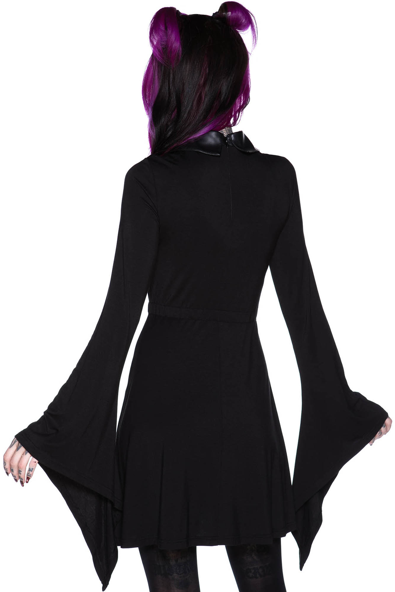 Killstar Bat Collar Gothic Dress with Sorcery Sleeves