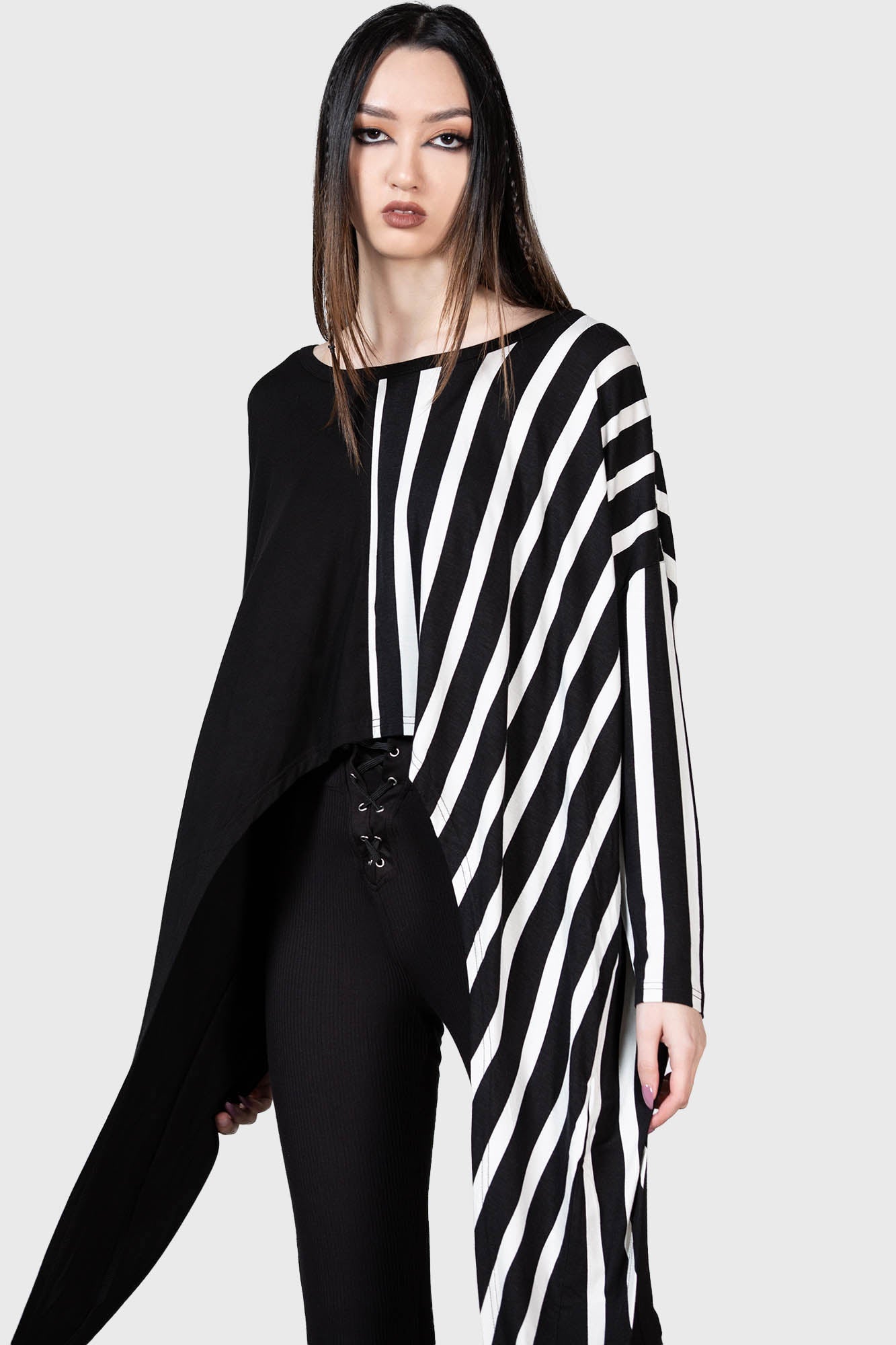 Zailies Doom Batwing Top - Half-and-Half Striped Long Sleeve
