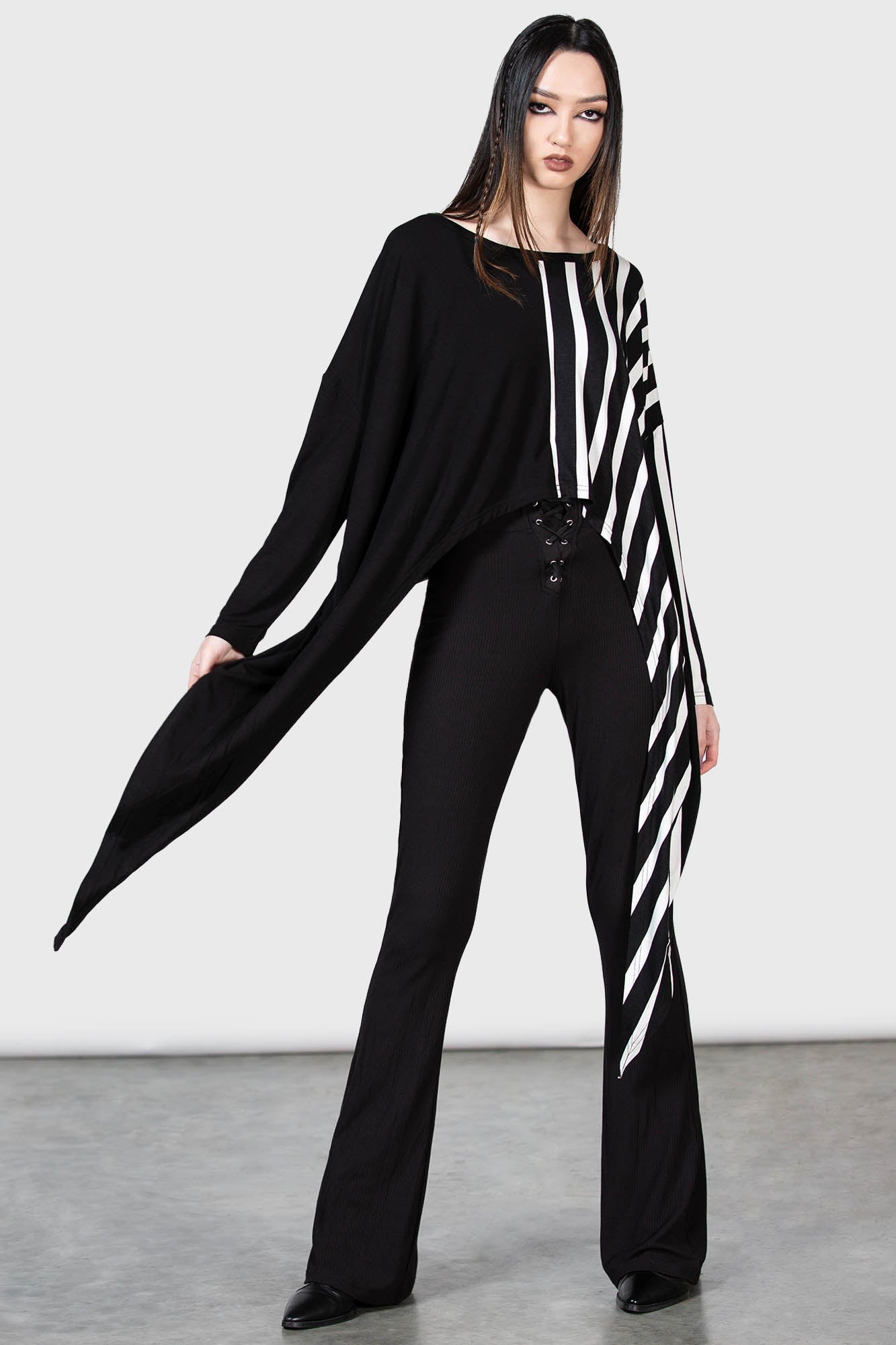 Zailies Doom Batwing Top - Half-and-Half Striped Long Sleeve