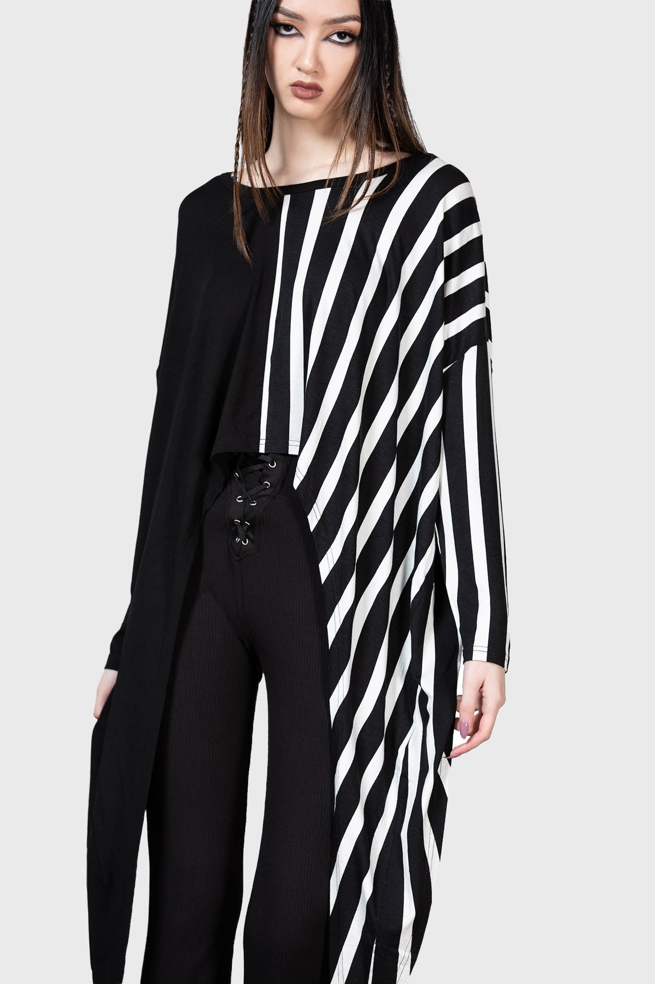Zailies Doom Batwing Top - Half-and-Half Striped Long Sleeve