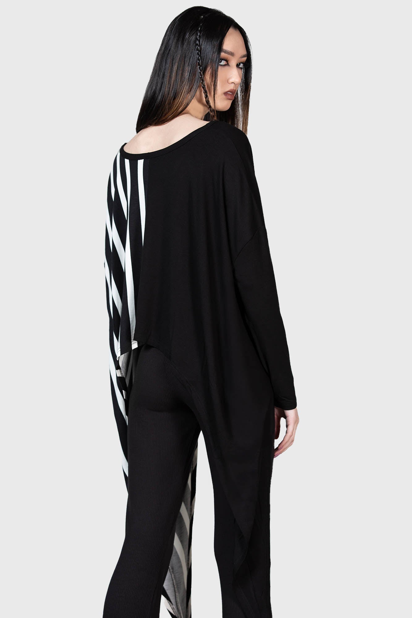 Zailies Doom Batwing Top - Half-and-Half Striped Long Sleeve