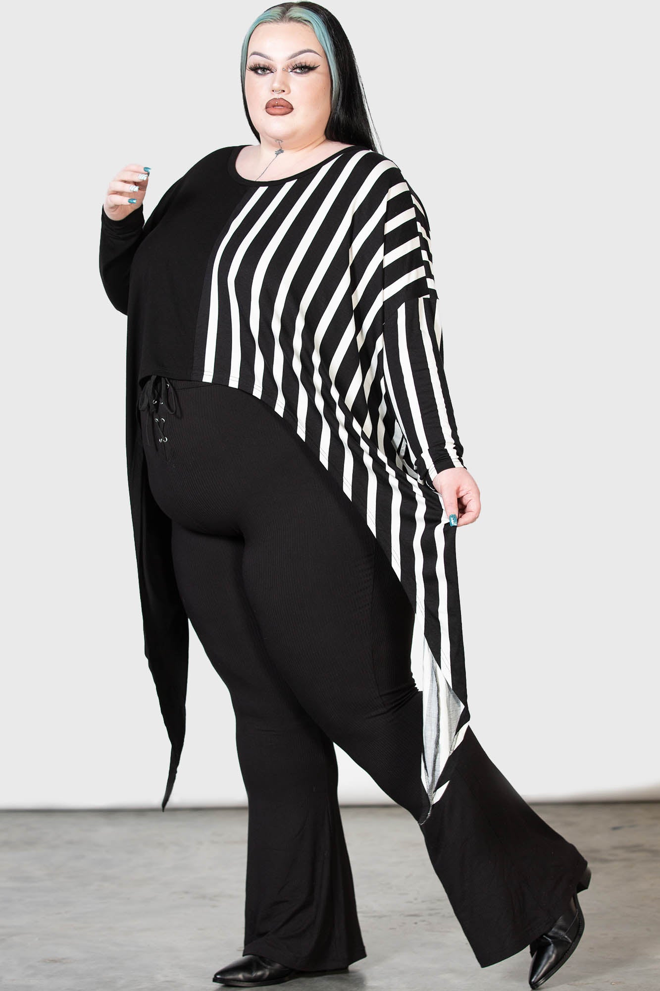 Zailies Doom Batwing Top - Half-and-Half Striped Long Sleeve