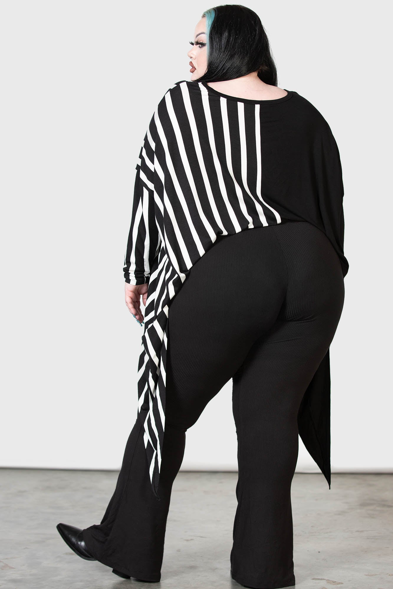 Zailies Doom Batwing Top - Half-and-Half Striped Long Sleeve