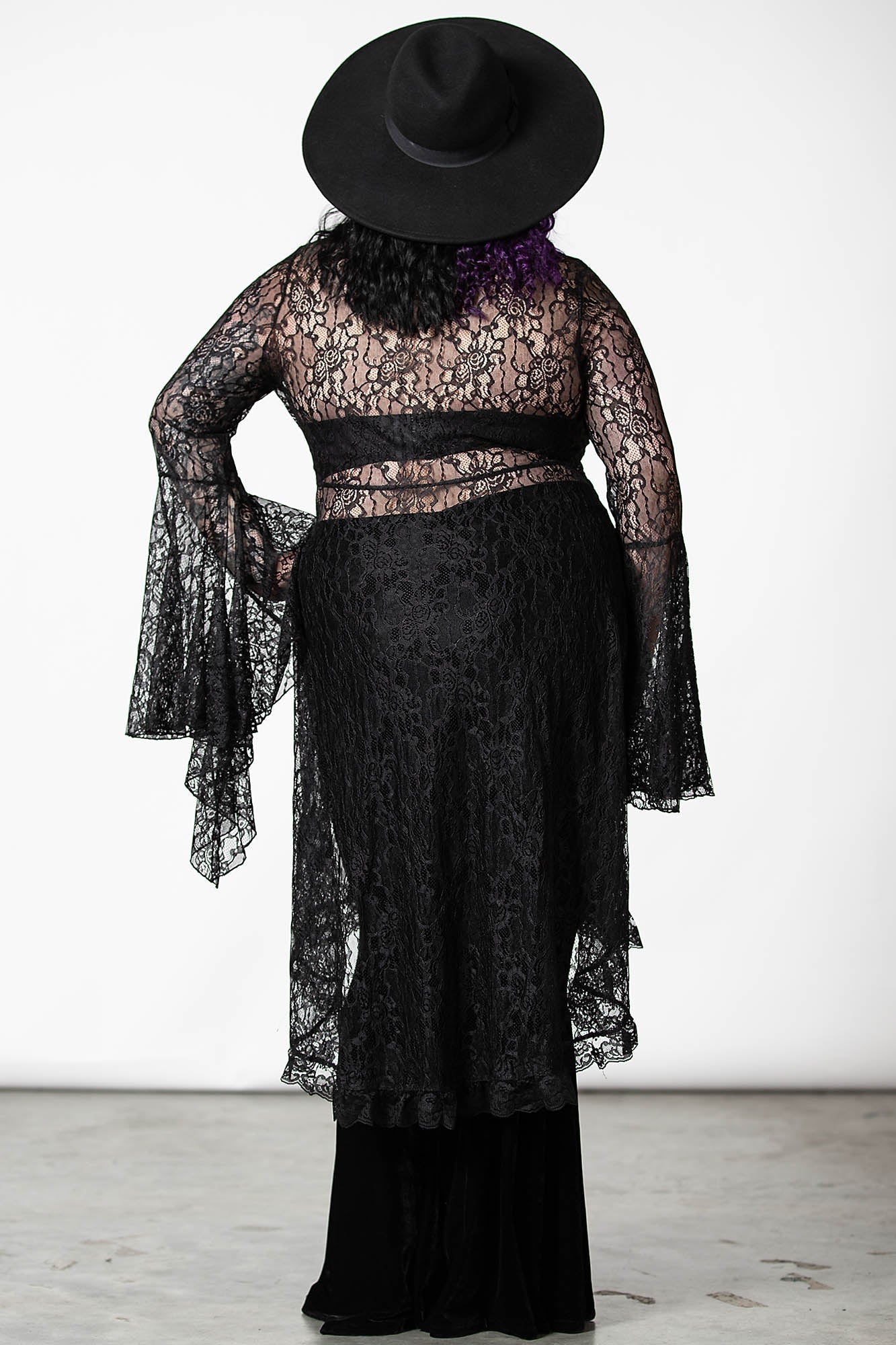 Vilania Lace Duster with Bell Sleeves & Tie Closure