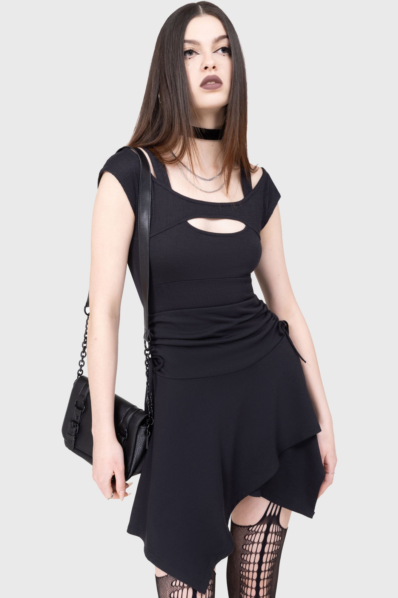 Killstar Luminastra Mini Skirt - Soft Jersey, Adjustable Ties
