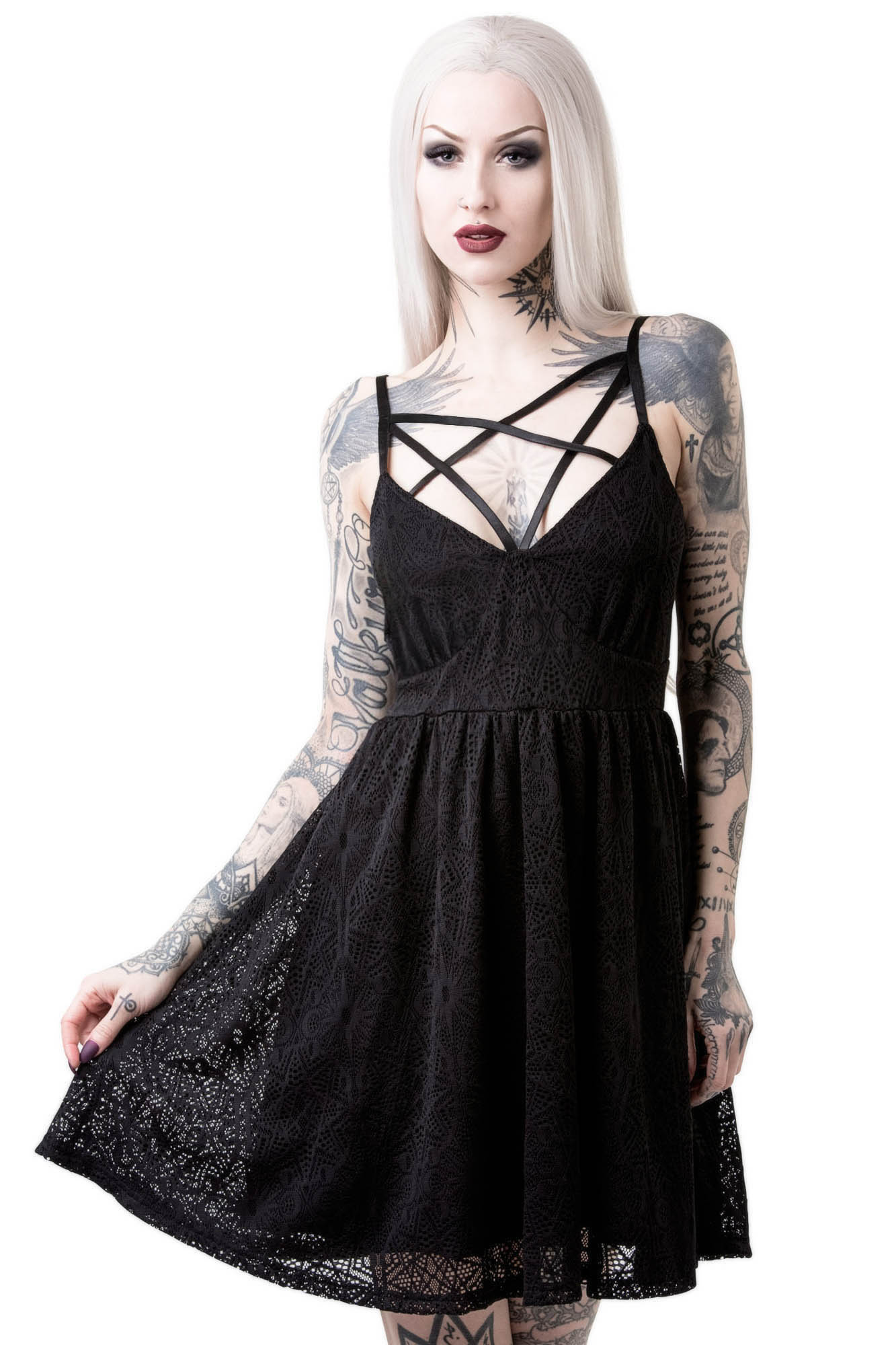 Killstar Madelyn Cosmic Lace Sundress with Star Design