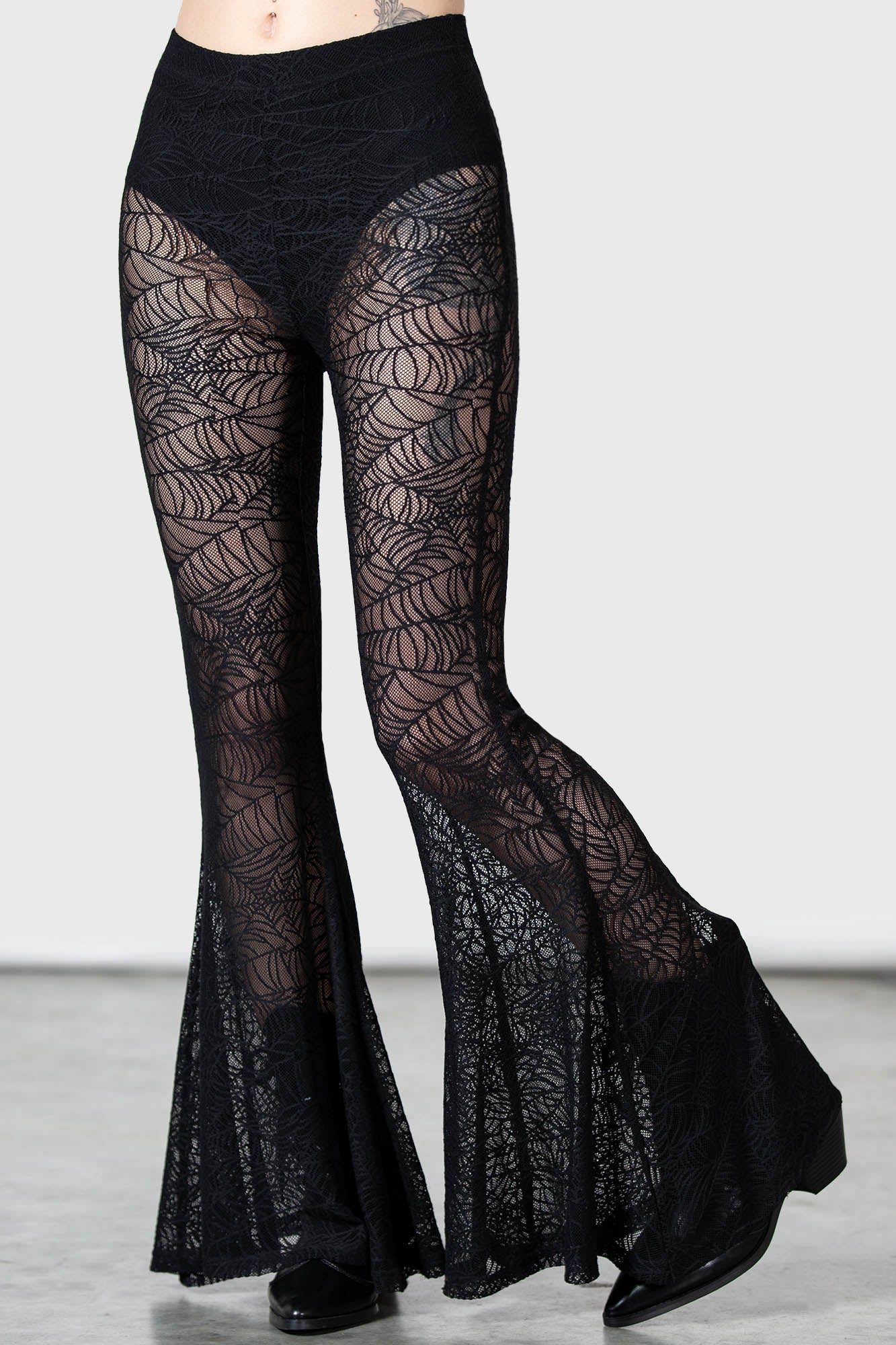 Killstar Vixie Flared Lace Pants with Integrated Panty