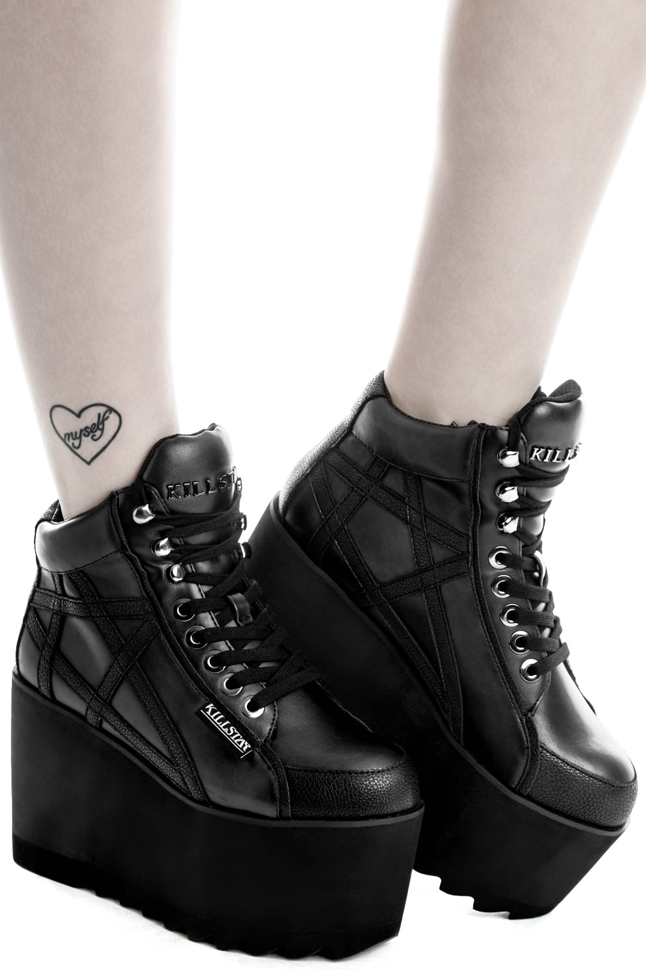 Killstar Malice Gothic Platform Trainers with Pentagram Detail